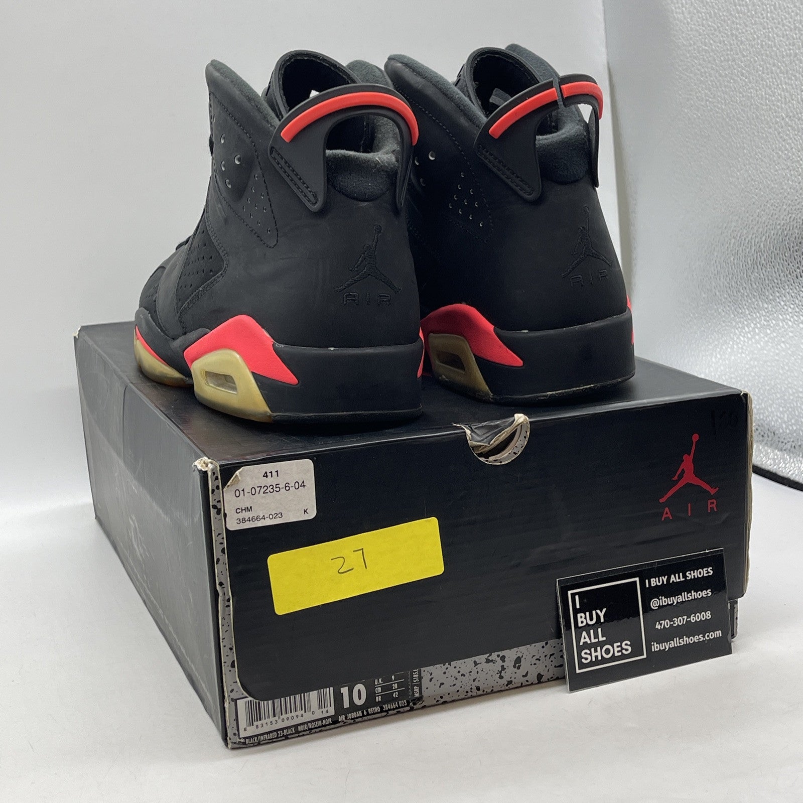 Size 10 - Jordan 6 Retro Infrared Black Pink Suede (384664-023)