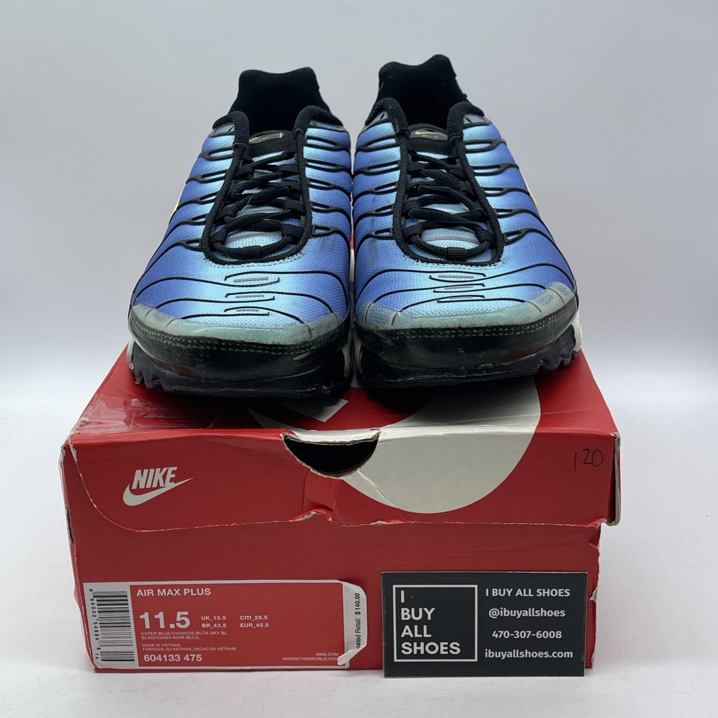 Size 11.5 - Nike Air Max Plus Hyper Blue Black Suede (604133-475)