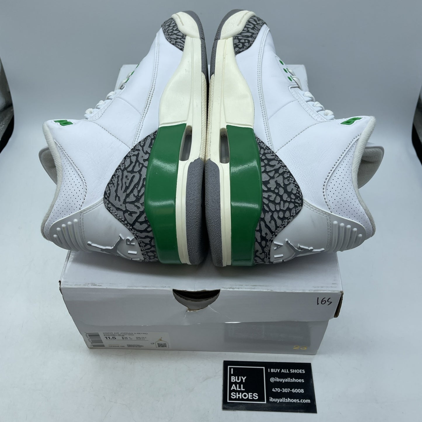 Size 11.5 - Nike Air Jordan 3 Retro Lucky Green White Grey. Suede (CK9246-136)