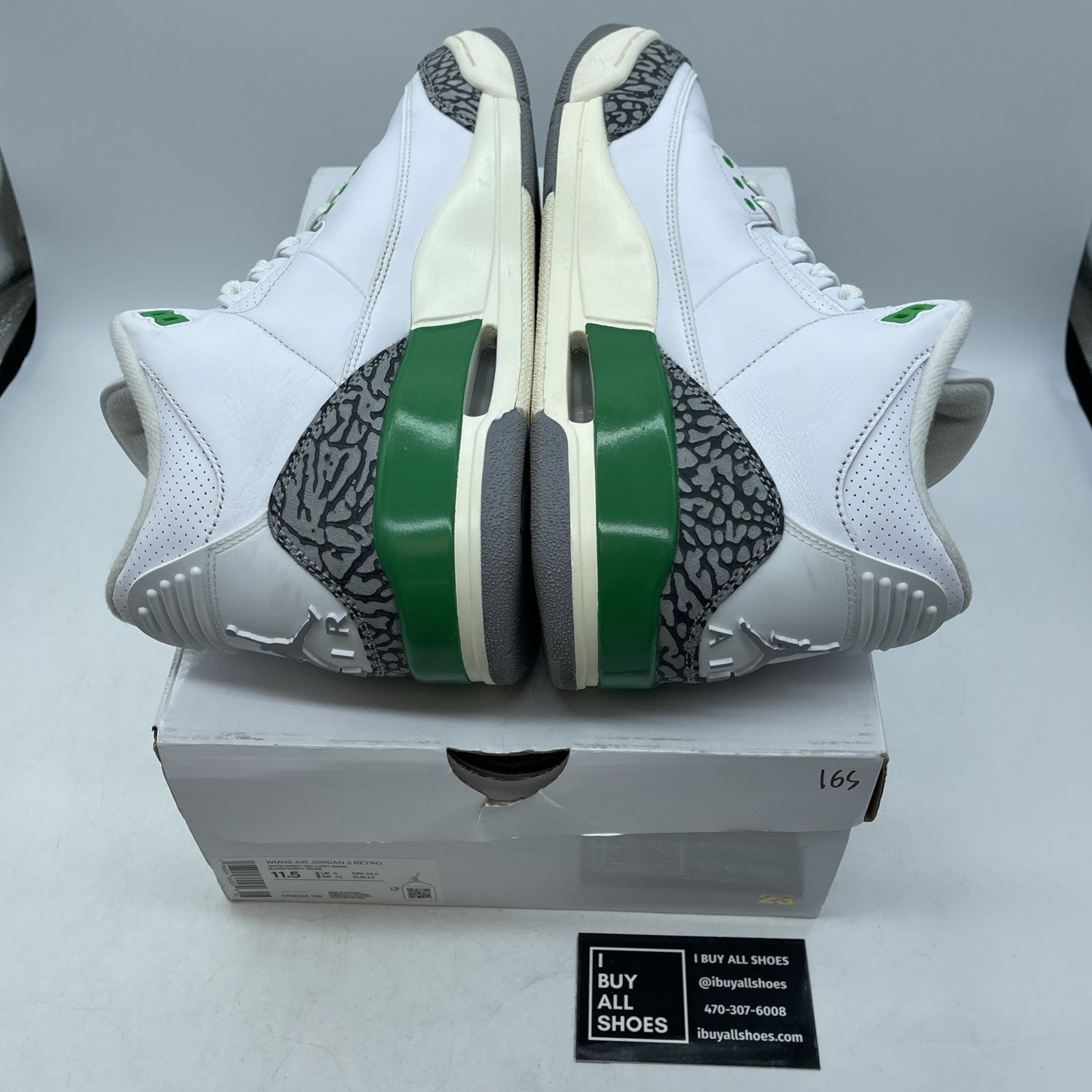 Size 11.5 - Nike Air Jordan 3 Retro Lucky Green White Grey. Suede (CK9246-136)