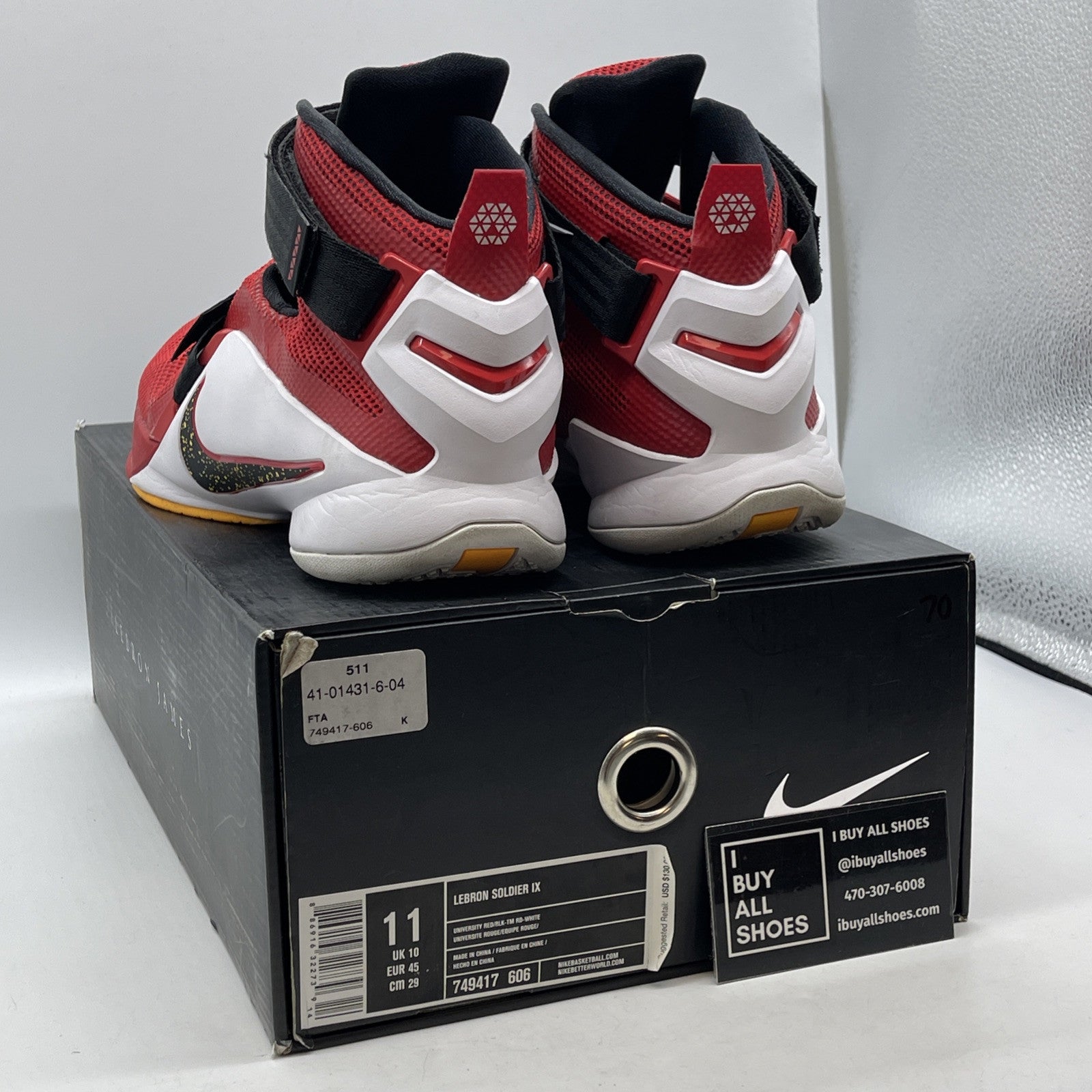Size 11 - Nike LeBron Soldier 9 University Red Black Suede Leather (749417-606)