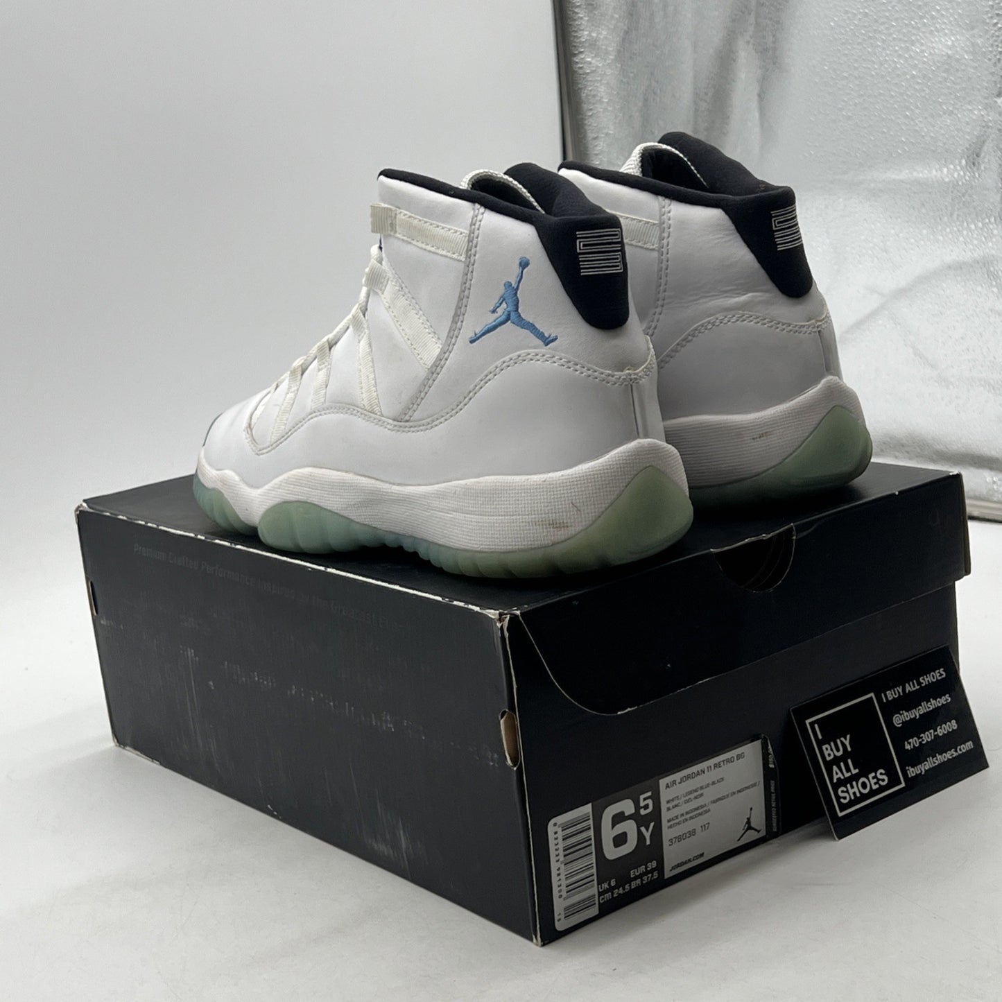 Size 6.5Y - Air Jordan 11 Retro High Legend Blue (378038-117)