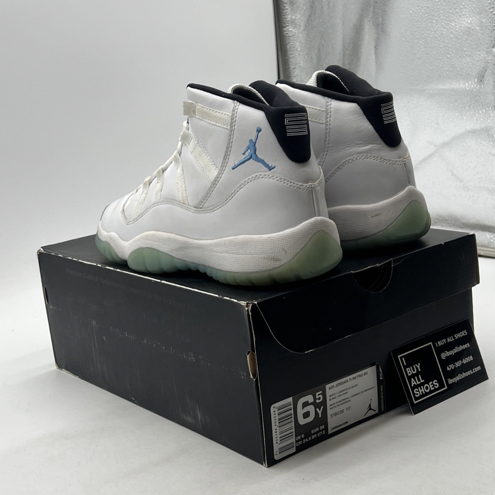 Size 6.5Y - Air Jordan 11 Retro High Legend Blue (378038-117)