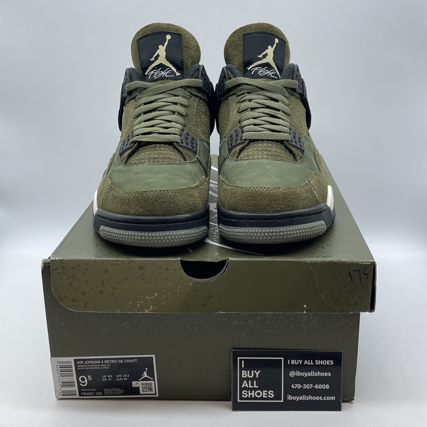 Size 9.5 - Jordan 4 SE Retro Low Craft - Olive Black Suede Leather (FB9927-200)