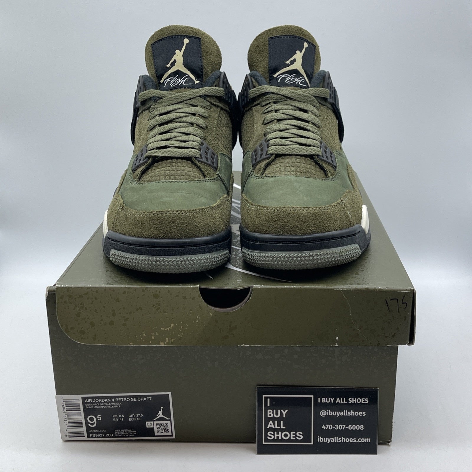 Size 9.5 - Jordan 4 SE Retro Low Craft - Olive Black Suede Leather (FB9927-200)