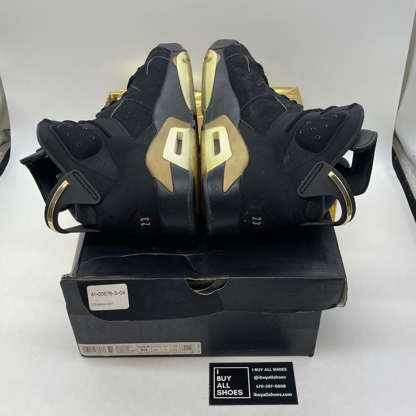 Size 10 - Jordan 6 Retro Defining Moments 2020 Black Gold Suede (CT4954-007)