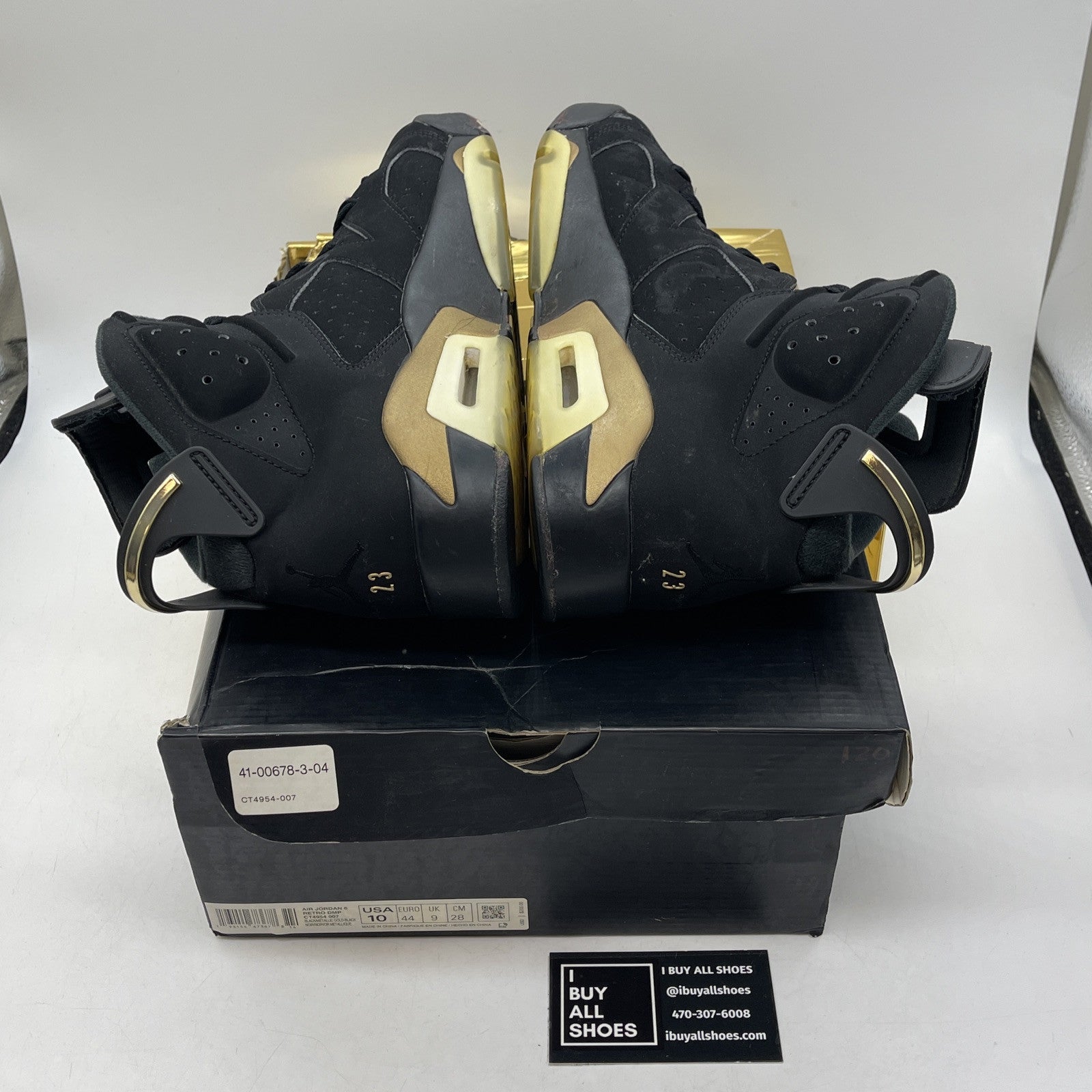 Size 10 - Jordan 6 Retro Defining Moments 2020 Black Gold Suede (CT4954-007)
