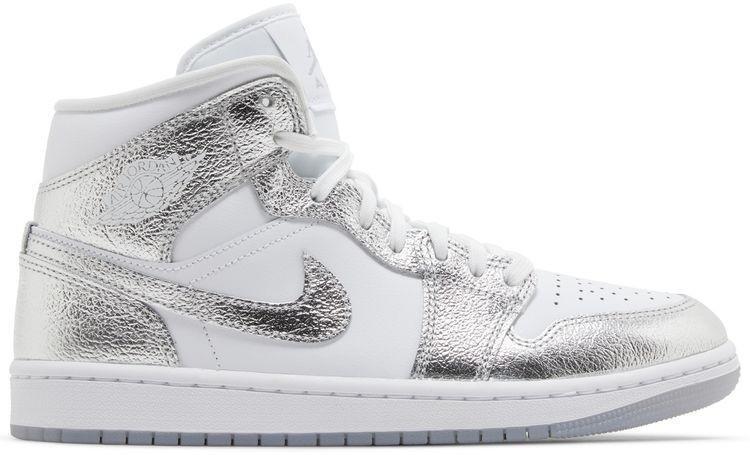 Size 11W - Air Jordan 1 SE Mid Metallic Silver White Leather (FN5031-100)