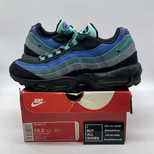 Size 10.5 - Nike Air Max 95 Black Hyper Cobalt Blue Grey Suede (609048-084)