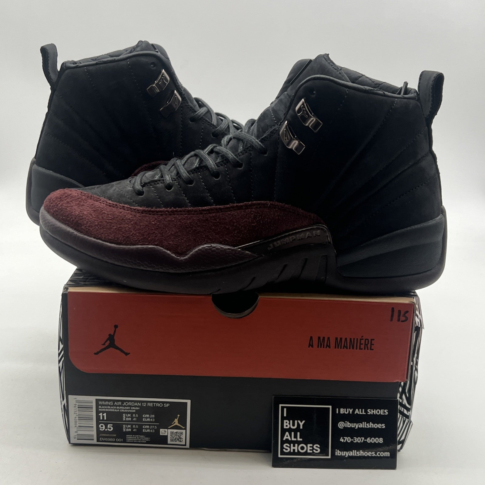Size 11 - Air Jordan 12 Retro SP x A Ma Maniere Mid Black W (DV6989-001)