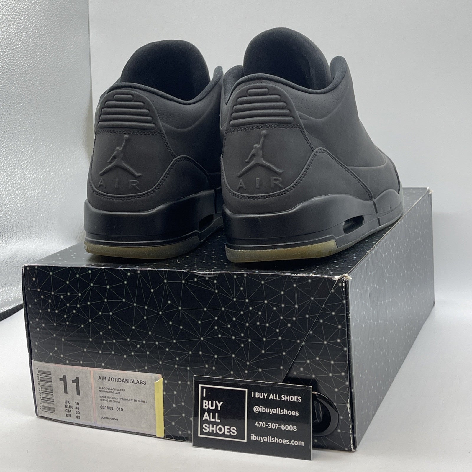 Size 11 - Air Jordan 3 5Lab3 Reflective Black Leather ( 631603-010)