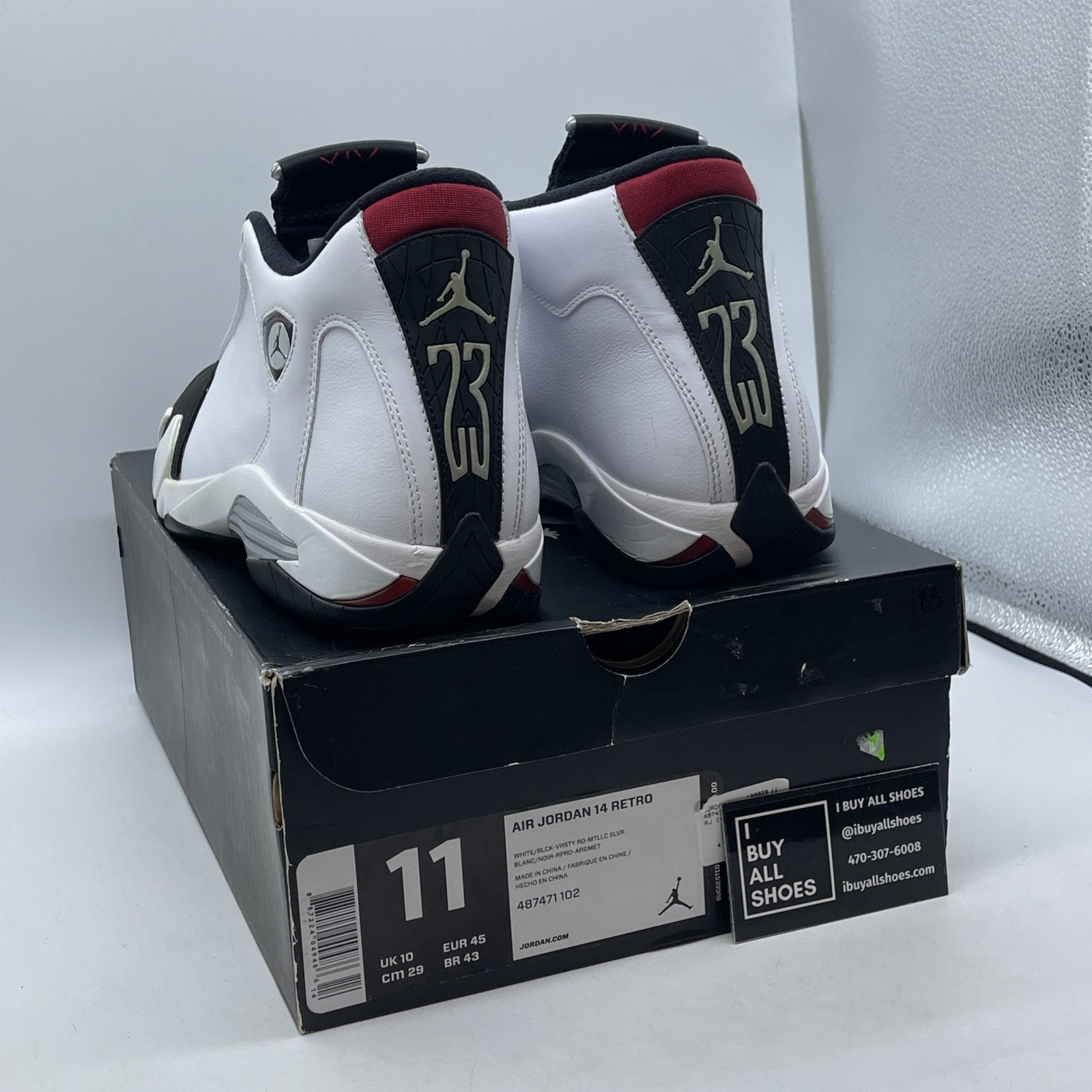 Size 11 - Air Jordan 14 Retro 2014 Black Toe White Suede Leather (487471-102)