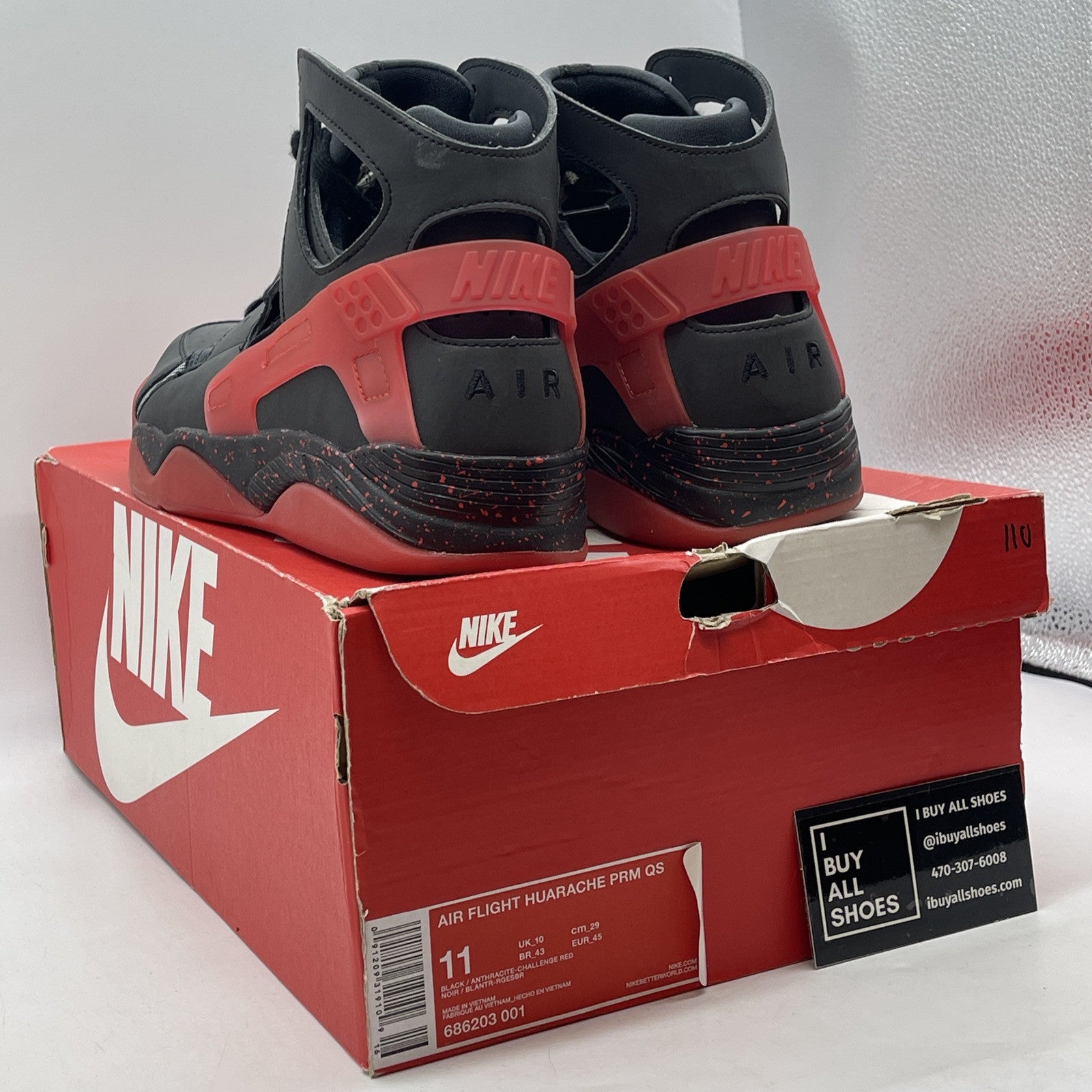 Size 11 - Nike Air Flight Huarache PRM QS Love/Hate Pack Suede (686203-001)