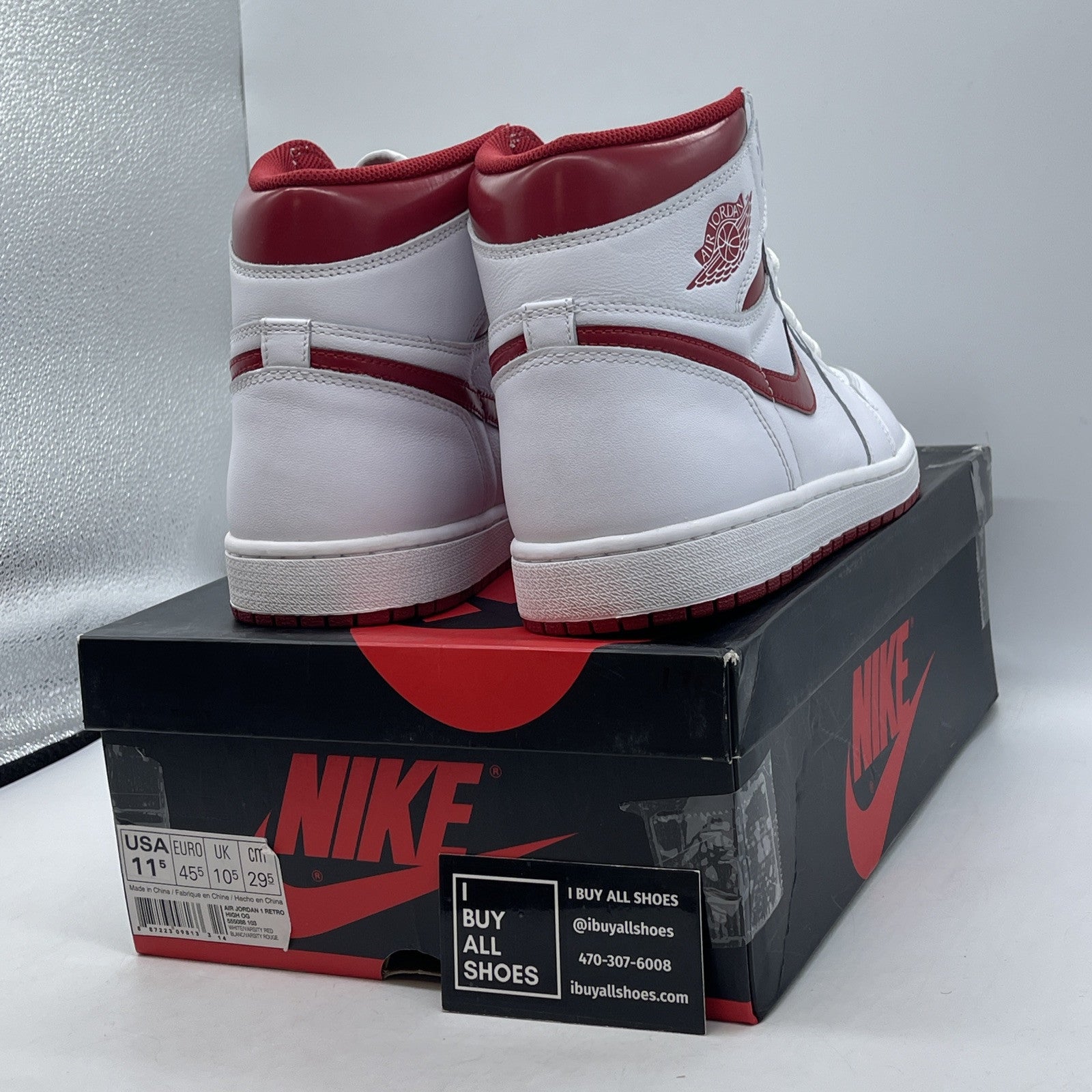 Size 11.5 - Air Jordan 1 Retro OG High Metallic Red White Leather (DH6927-017)