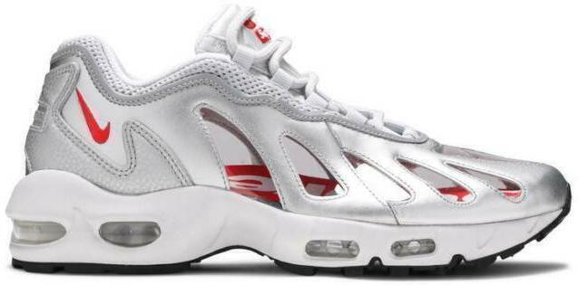 Size 13 - Nike Supreme x Air Max 96 Metallic Silver Red Leather (CV7652-001)