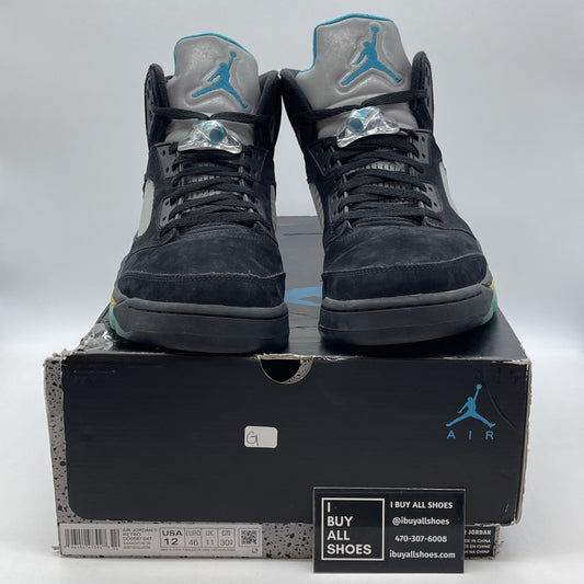Size 12 - Jordan 5 Retro Mid Aqua Black Yellow Green Suede (DD0587-047)