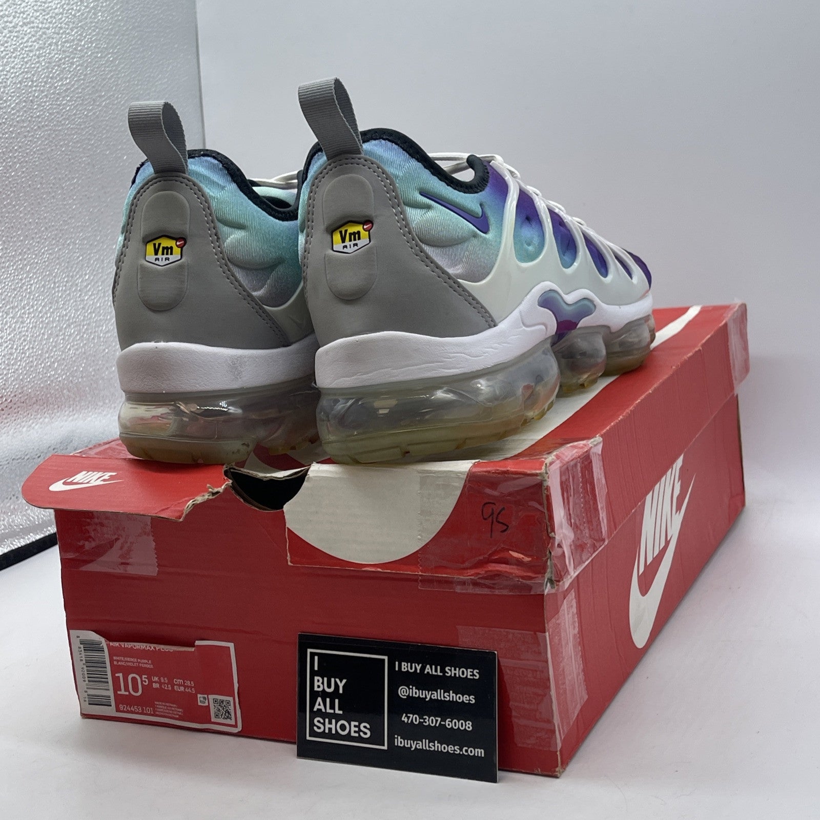 Size 10.5 - Nike Air VaporMax Plus Grape Grey Blue Suede (924453-101)