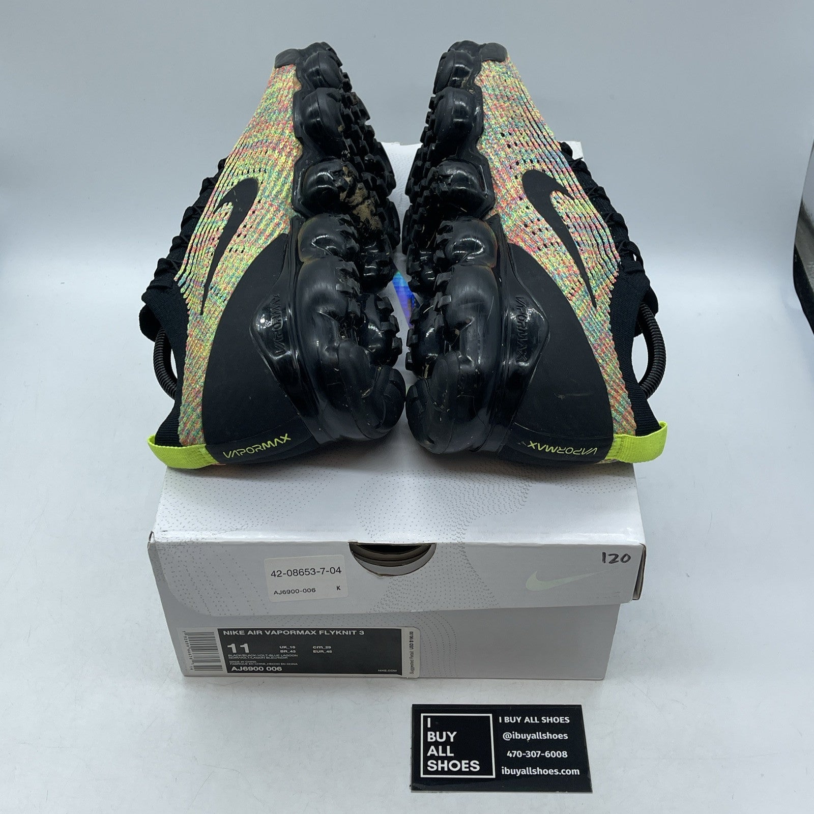 Size 11 - Nike Air VaporMax Flyknit 3 Multi-Color Suede Leather (AJ6900-006)