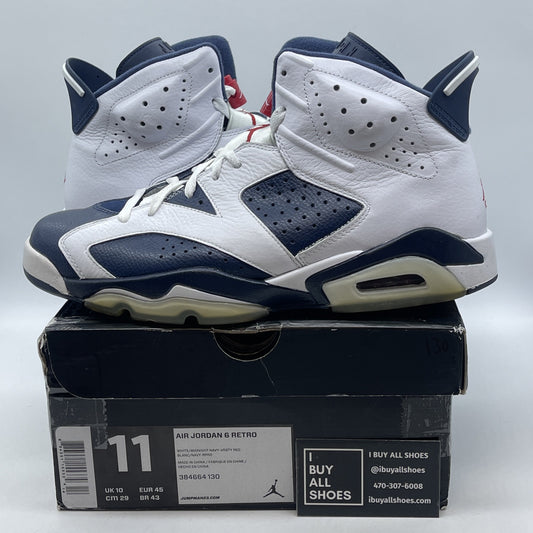 Size 11 - Air Jordan 6 Retro 2012 Olympic White Blue Leather (384664-130)