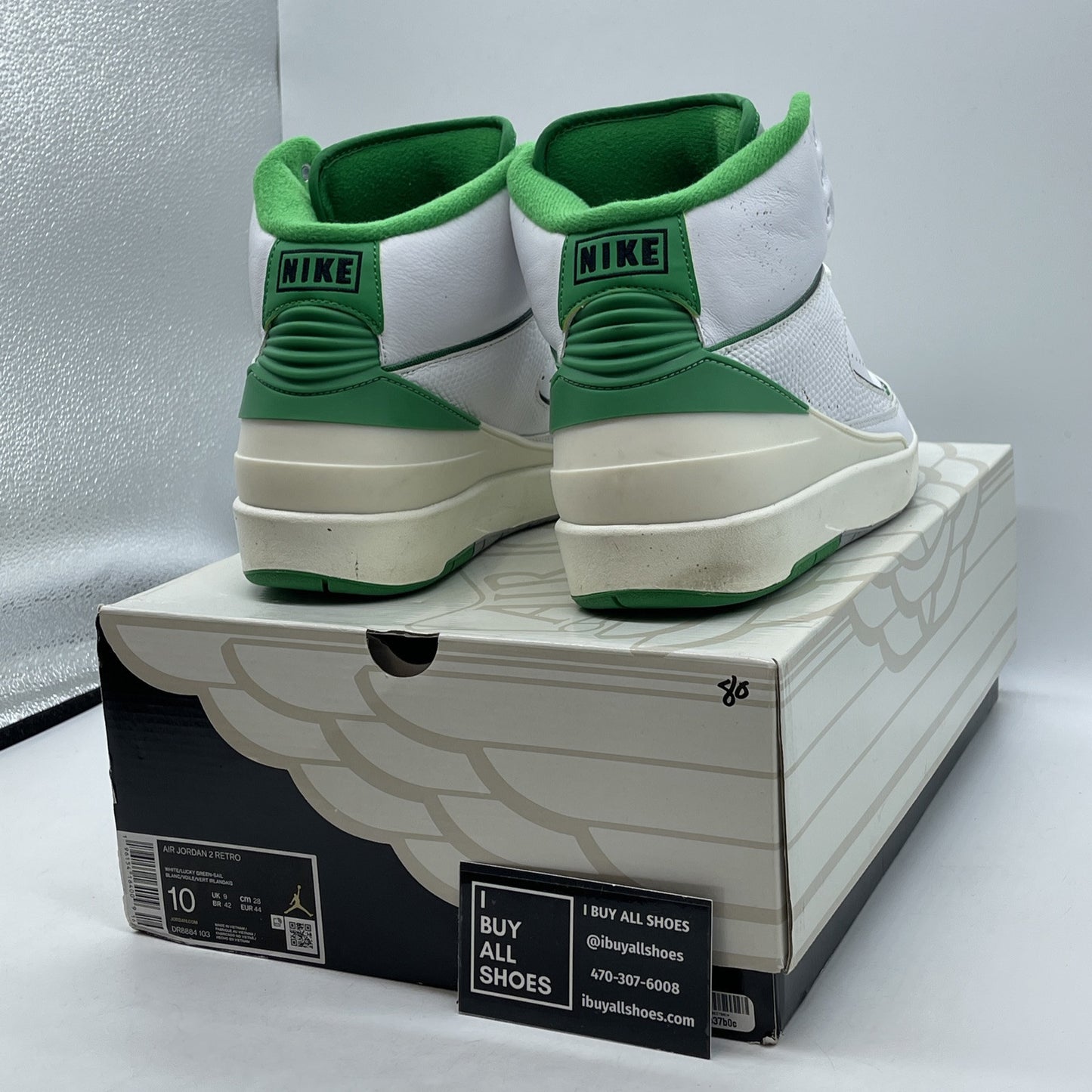 Size 10 - Jordan 2 Retro Lucky Green White Leather (DR8884-103)