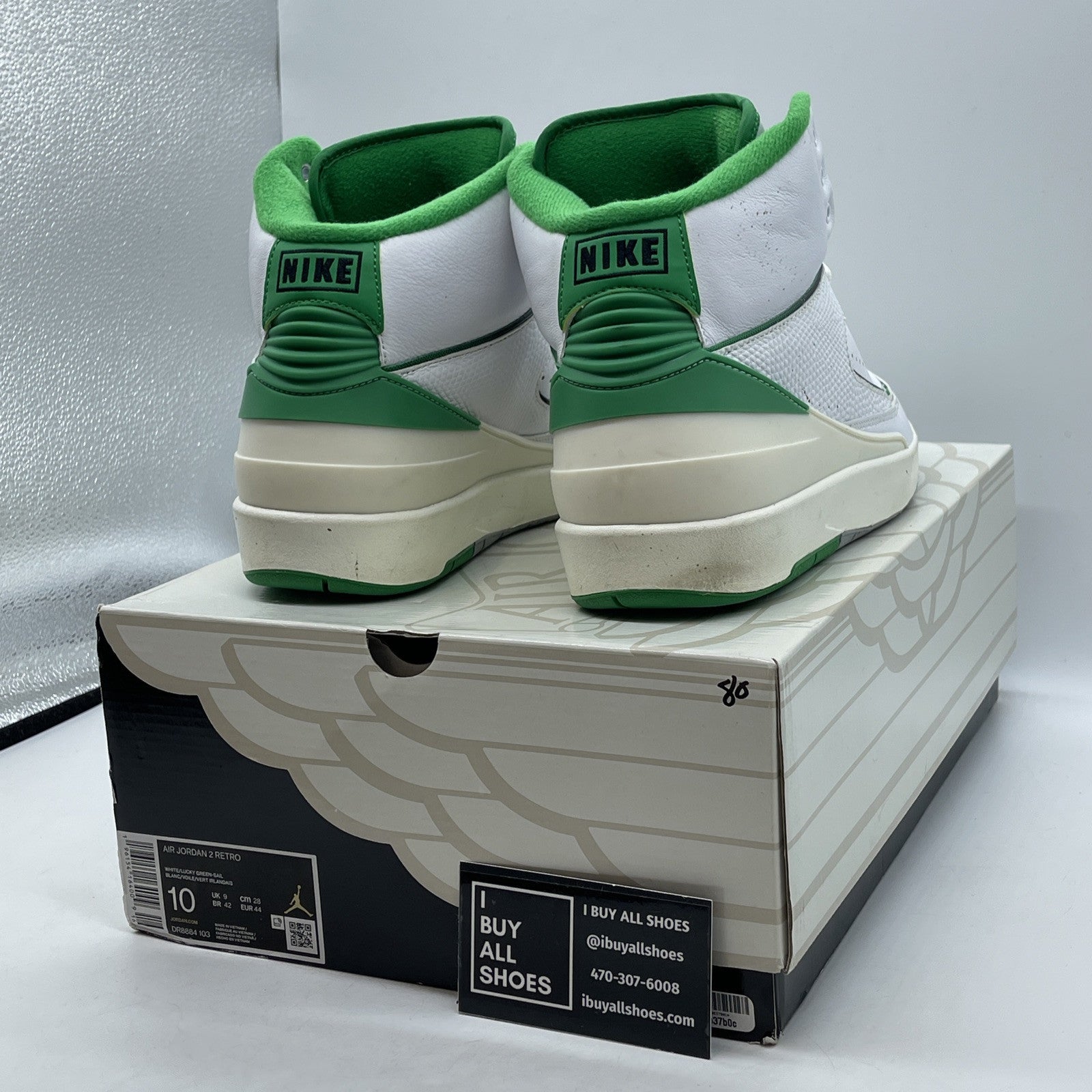 Size 10 - Jordan 2 Retro Lucky Green White Leather (DR8884-103)
