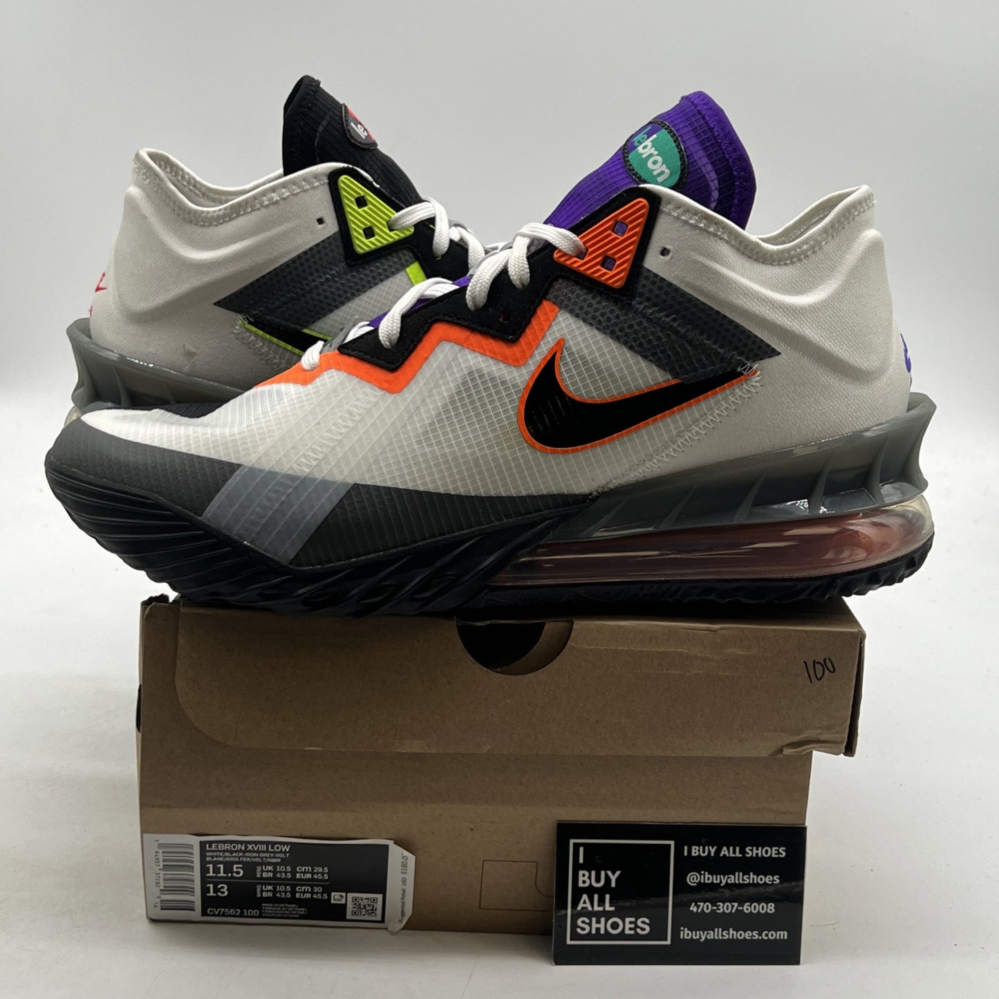 Size 11.5 - Nike LeBron 18 Low Air Max 95 Greedy (CV7562-100)