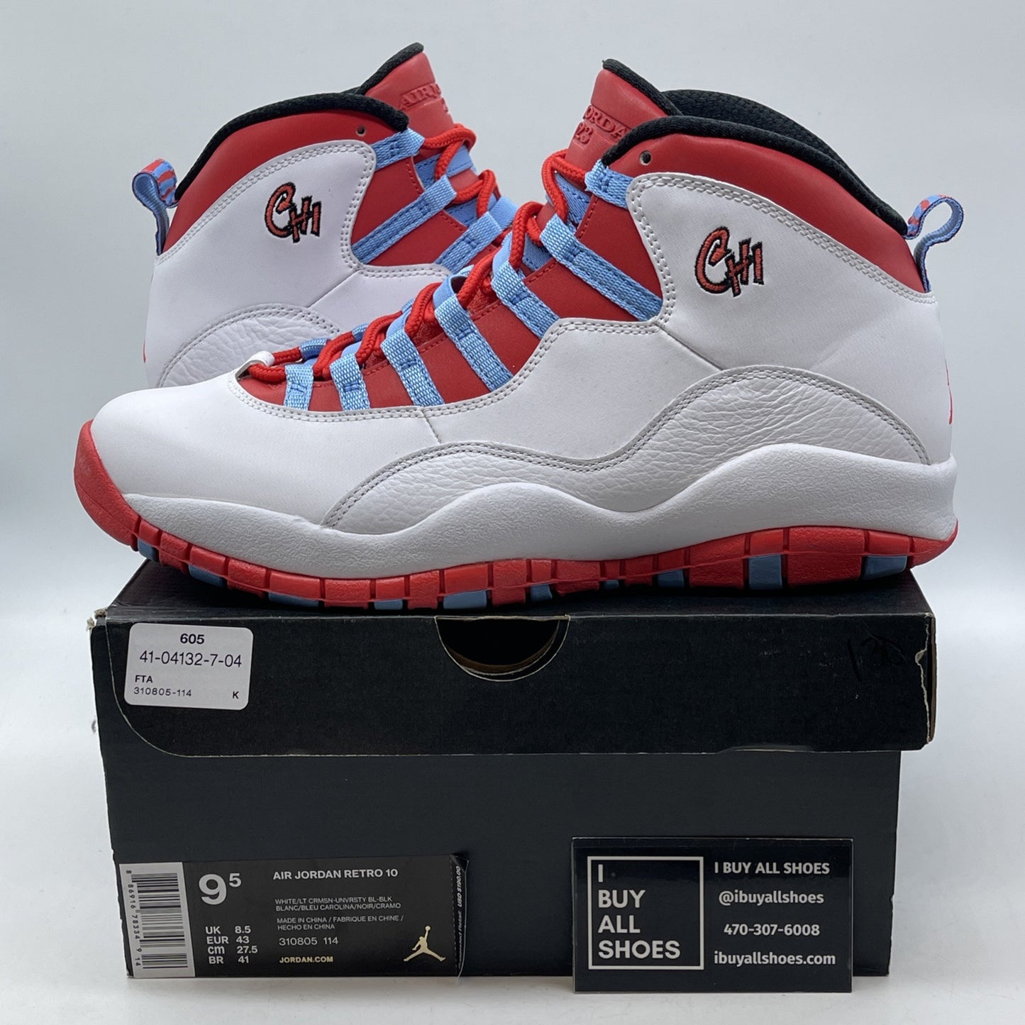 Size 9.5 - Air Jordan 10 Retro City Pack - Chicago White Red (310805-114)
