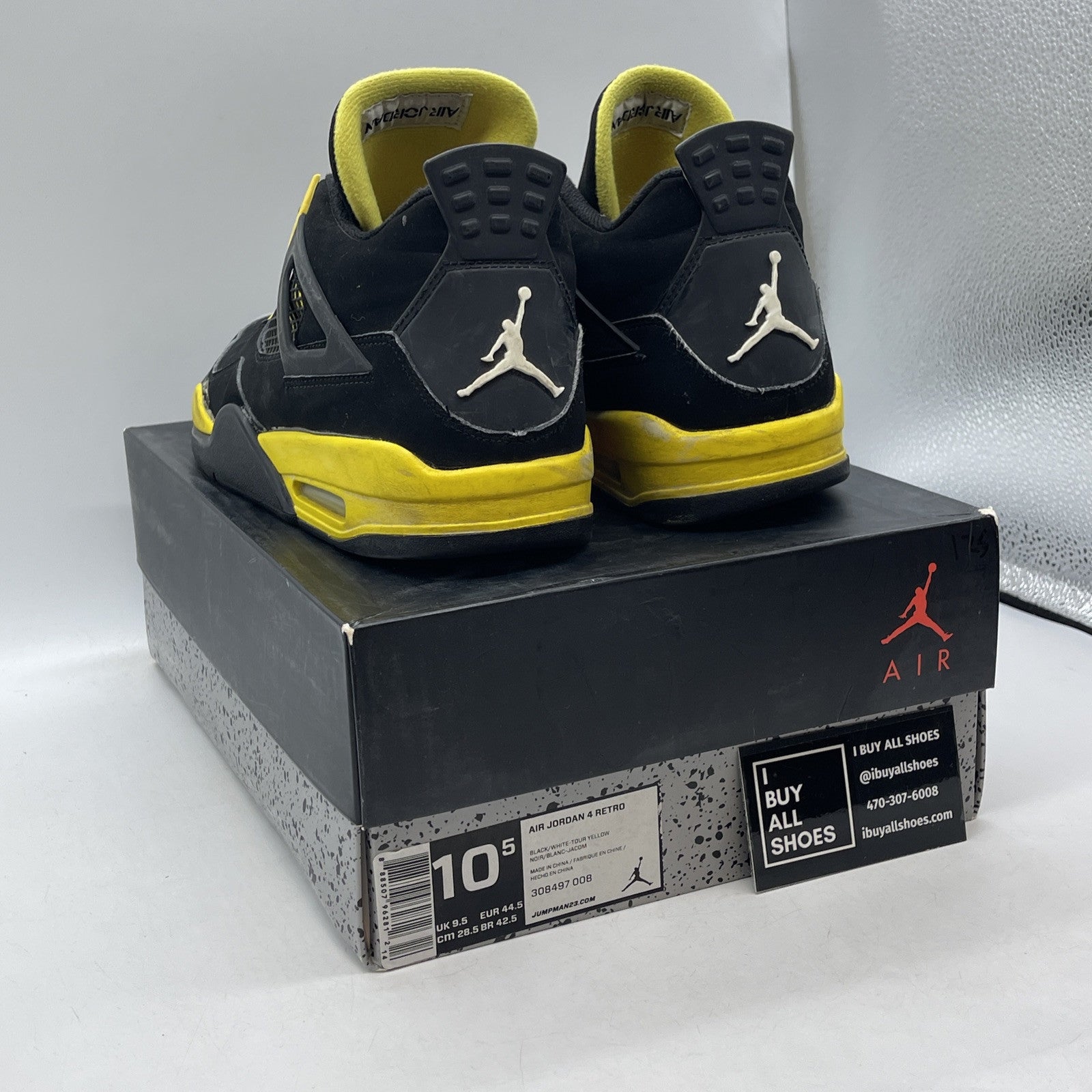 Size 10.5 - Jordan 4 Retro Low Thunder Yellow White Black Suede (308497-008)
