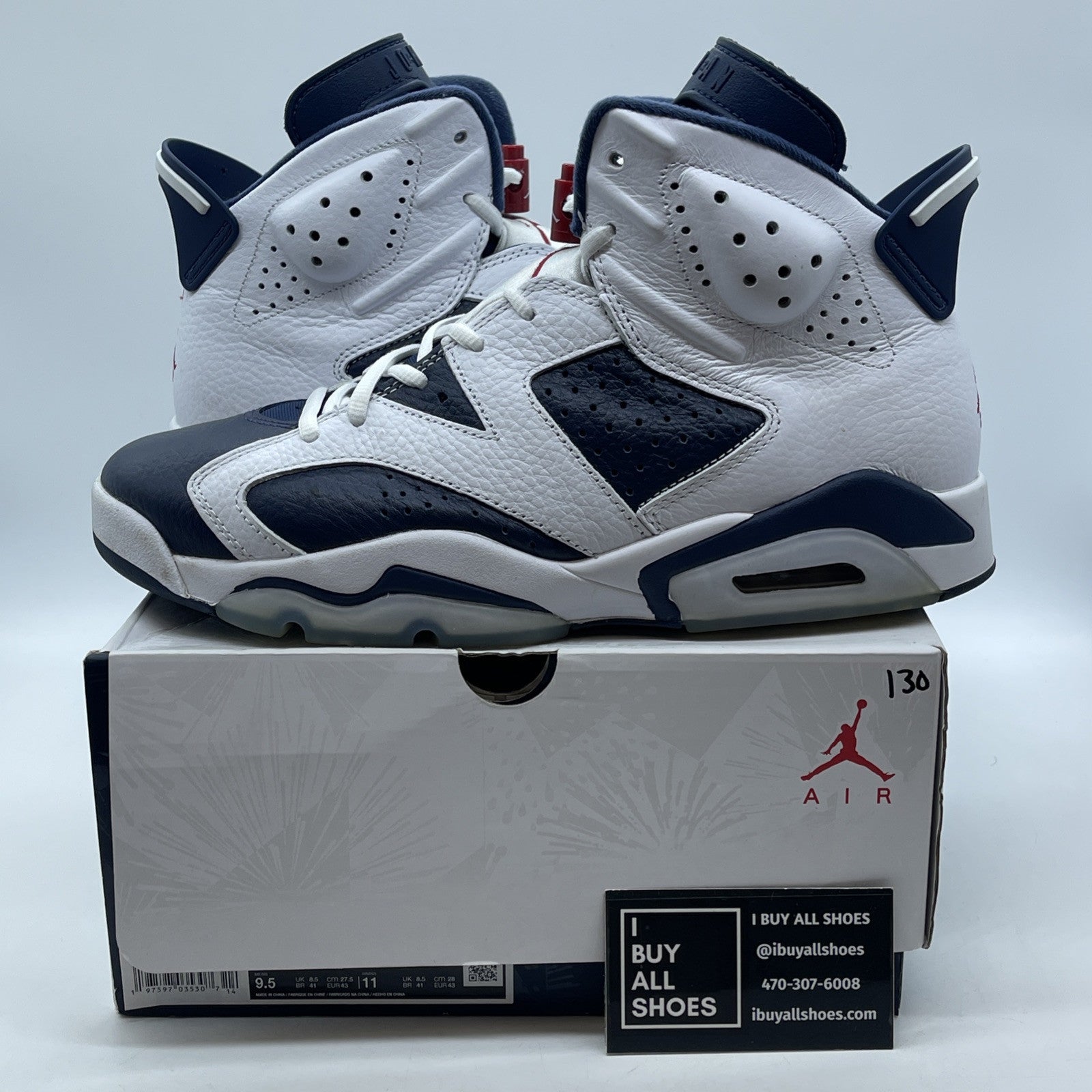 Size 9.5 - Air Jordan 6 Retro 2024 Olympic Blue White Leather (CT8529-164)