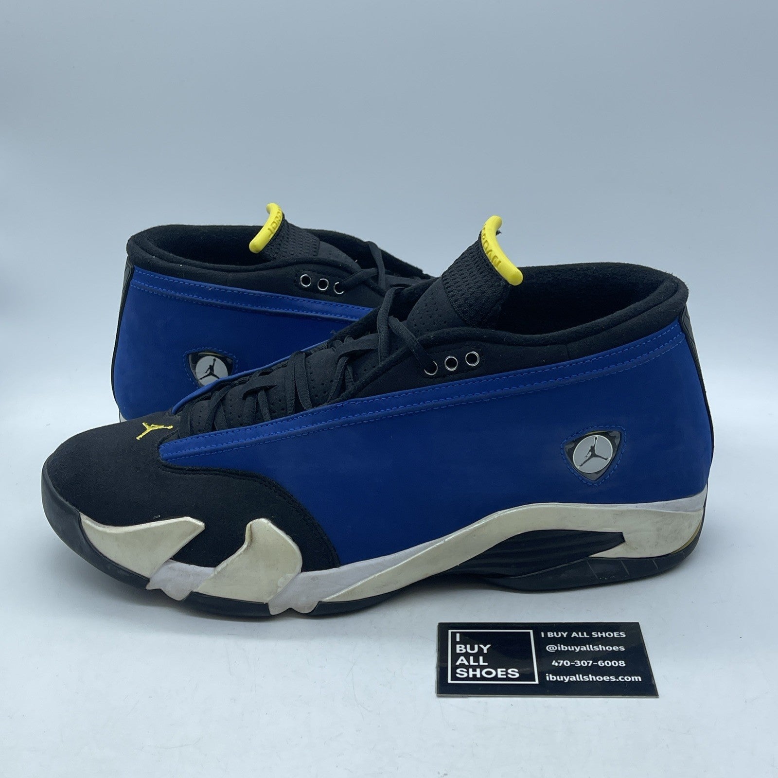 Size 14 - Air Jordan 14 Retro 2015 Low Laney Blue Black Suede (807511-405)