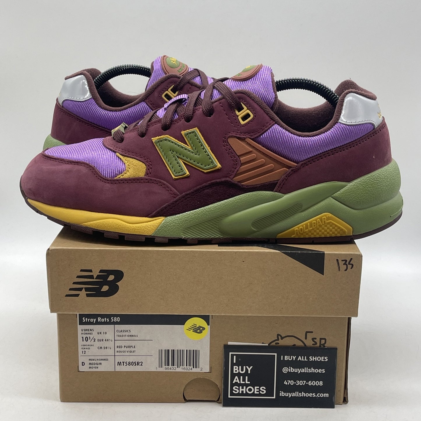 Size 10.5 - New Balance Stray Rats x 580 Tribute to 2007 - Burgundy (MT580SR2)