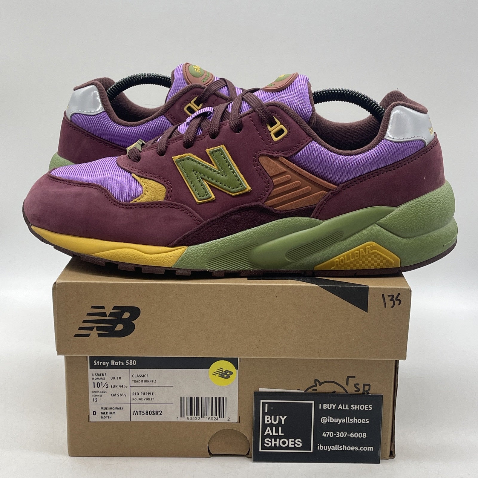 Size 10.5 - New Balance Stray Rats x 580 Tribute to 2007 - Burgundy (MT580SR2)