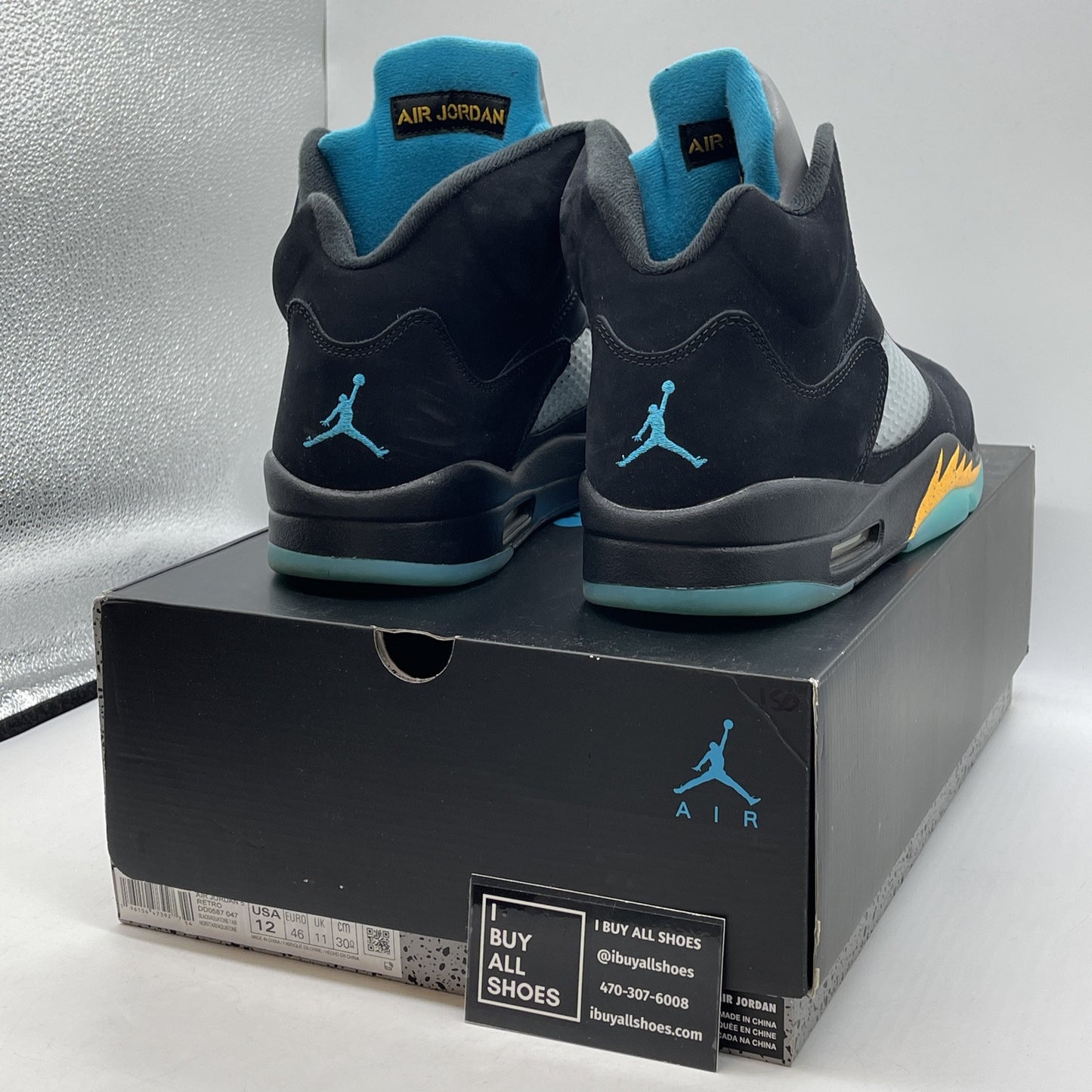 Size 12 - Jordan 5 Retro Mid Aqua Blue Yellow Black Suede (DD0587-047)