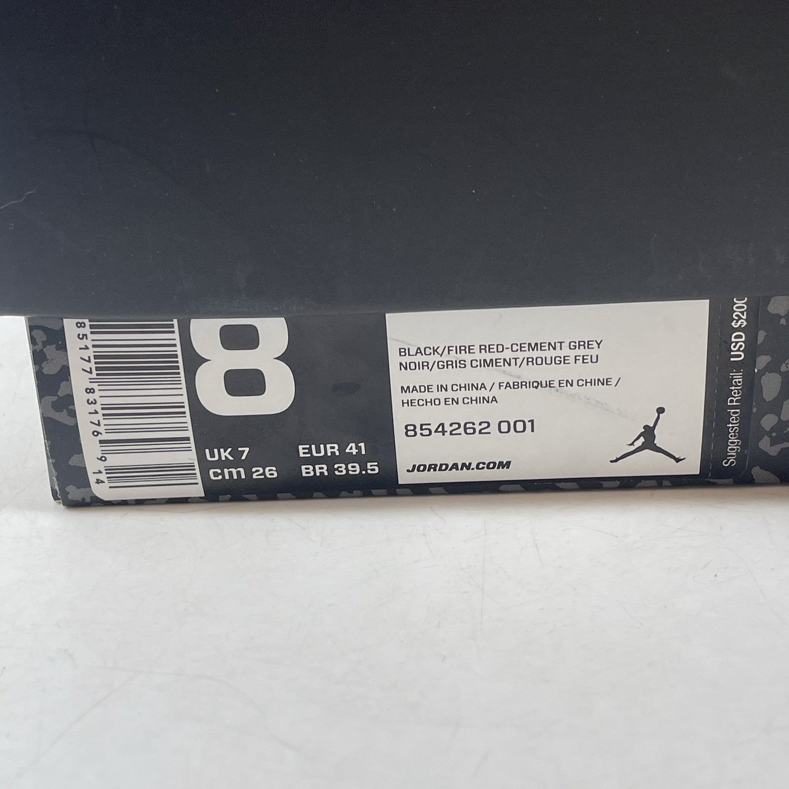 Size 8 - Jordan 3 Retro OG Mid Black Cement Suede Leather (854262-001)