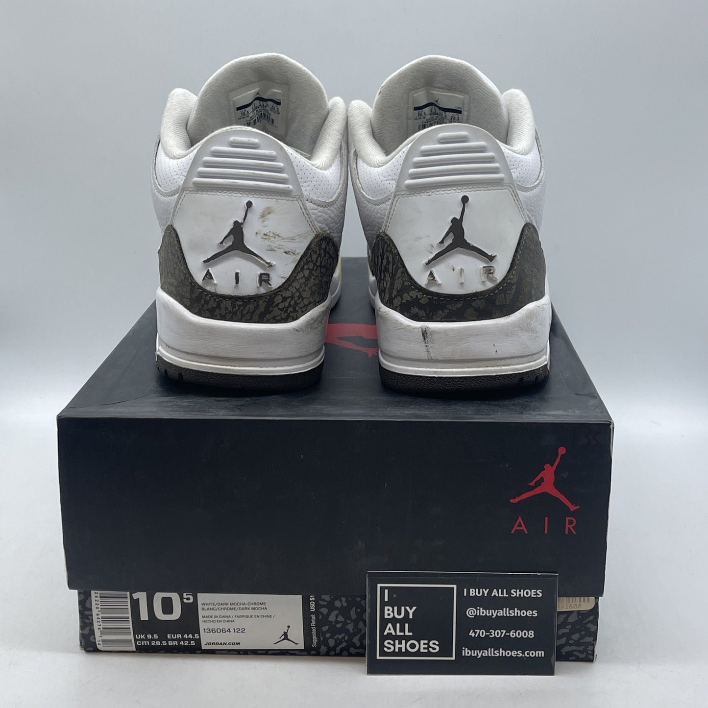 Size 10.5 - Air Jordan 3 Retro 2018 Mocha Brown White Suede (136064-122)