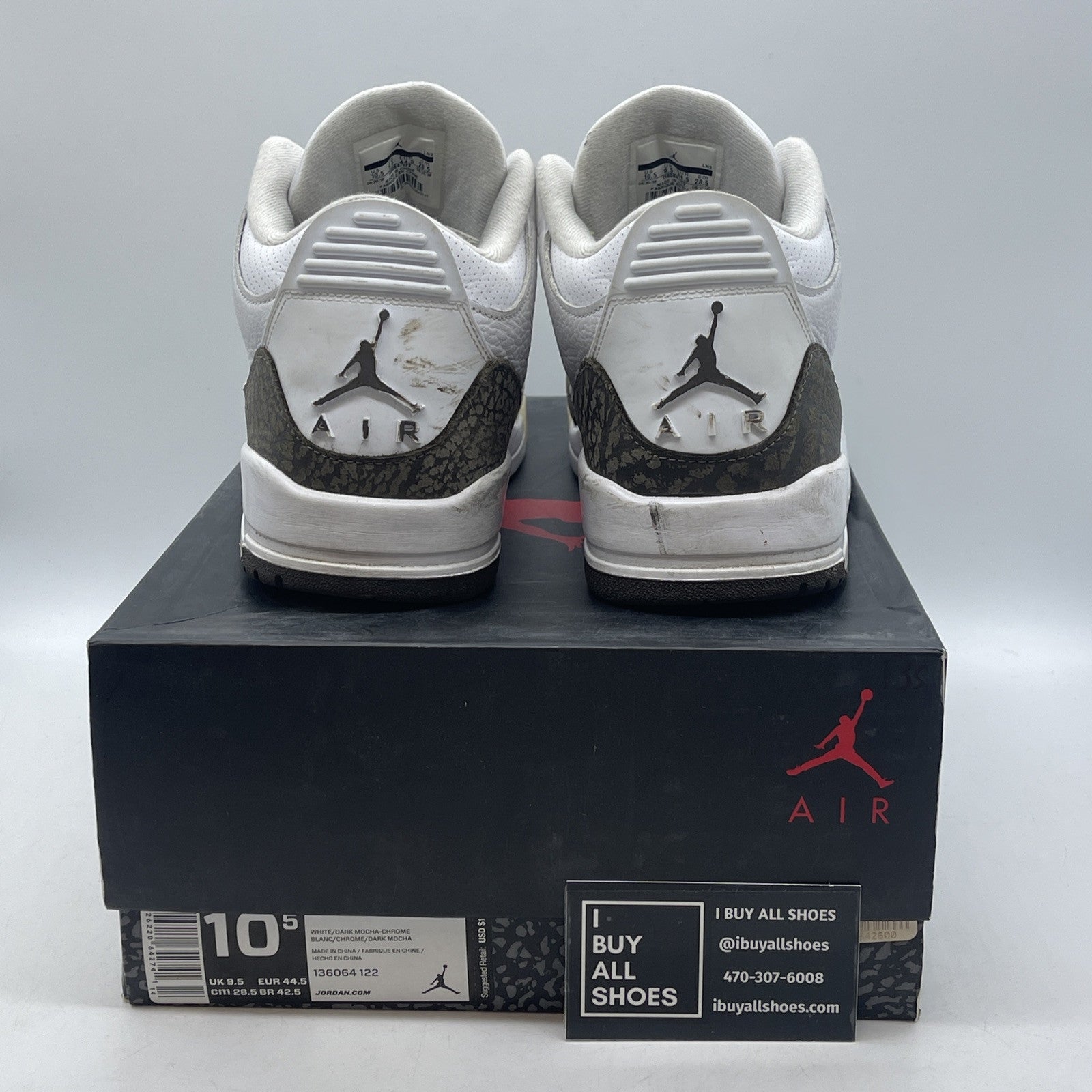Size 10.5 - Air Jordan 3 Retro 2018 Mocha Brown White Suede (136064-122)