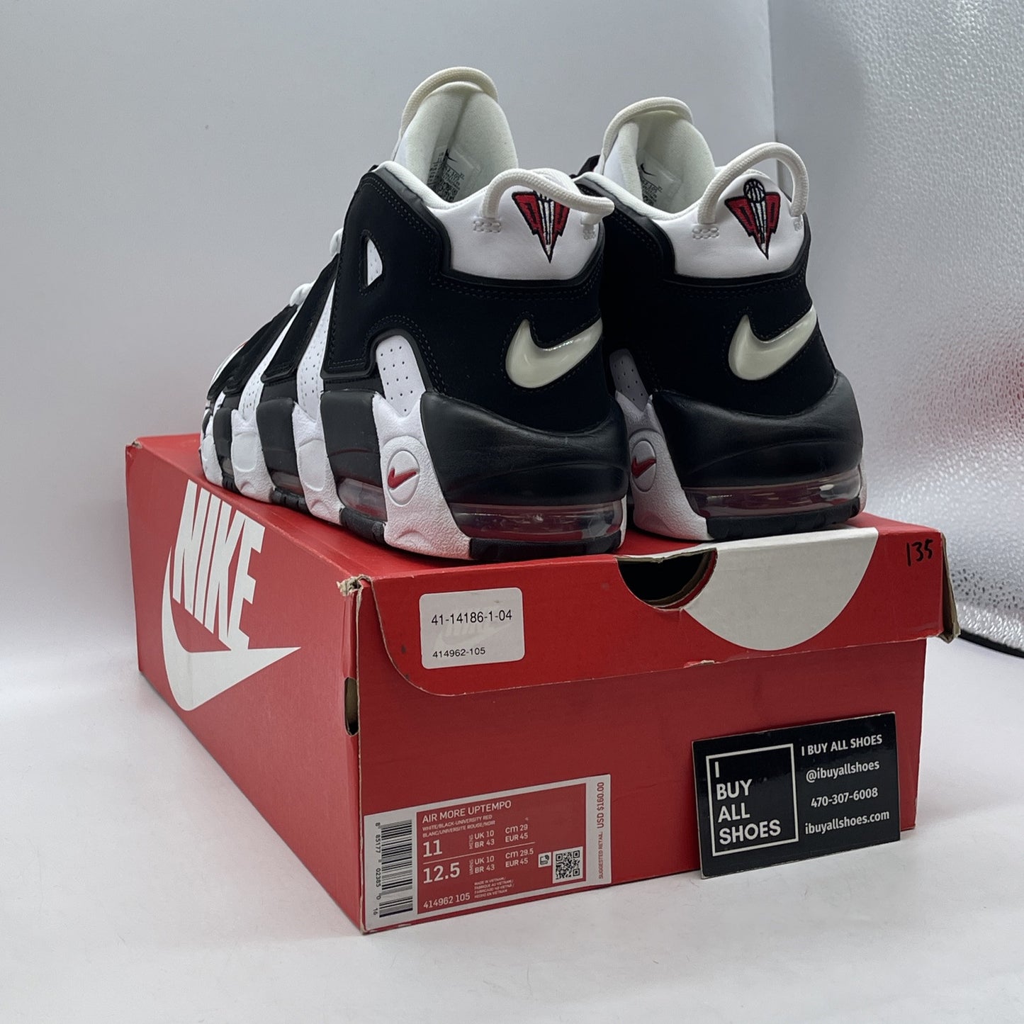 Size 11 - Nike Air More Uptempo Scottie Pippen black White Suede (414962-105)