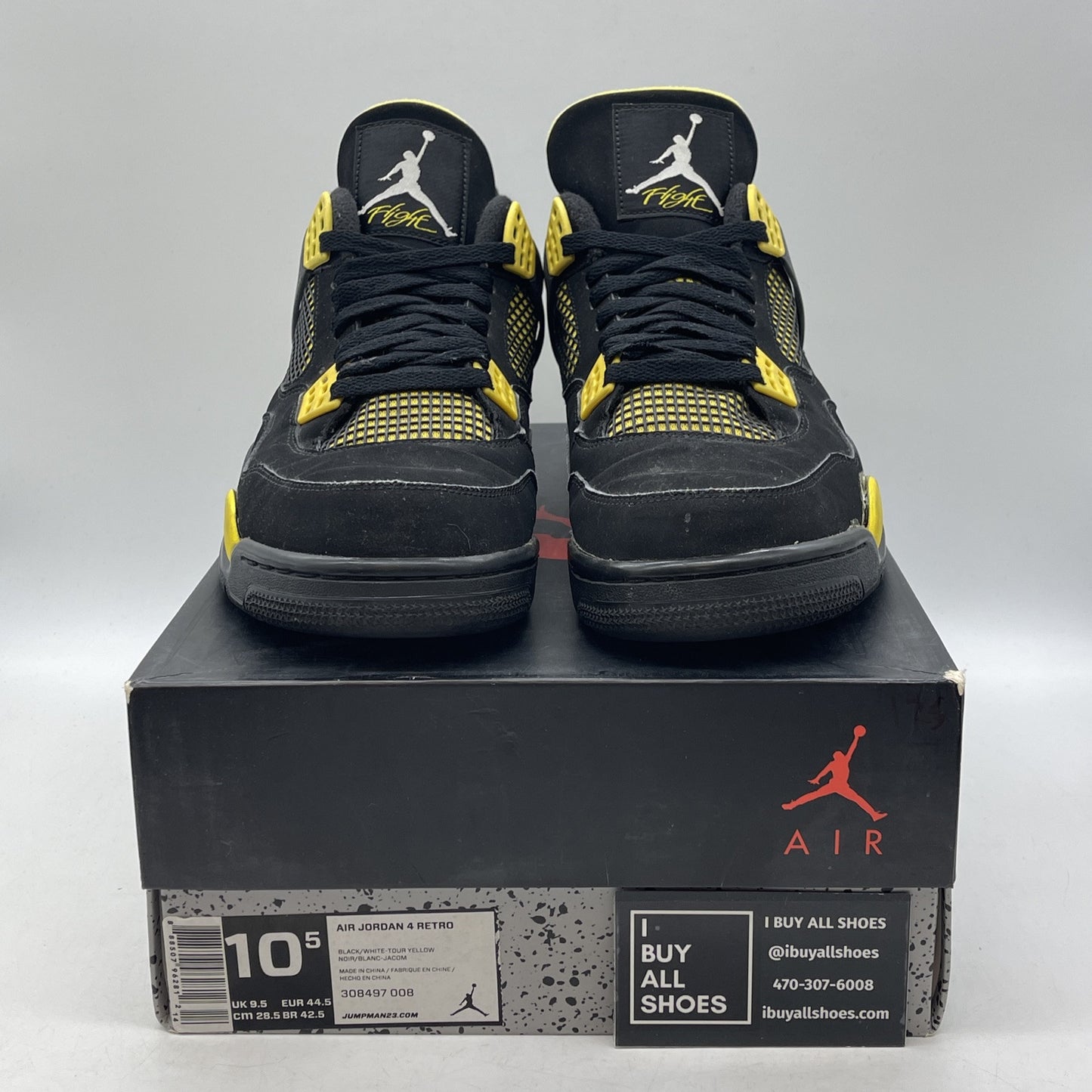 Size 10.5 - Jordan 4 Retro Low Thunder Yellow White Black Suede (308497-008)