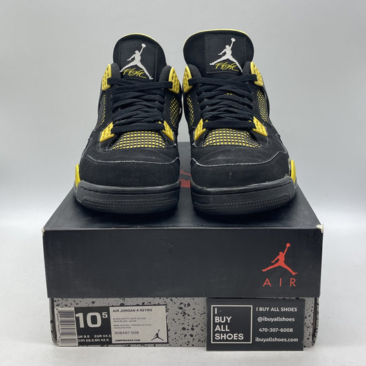 Size 10.5 - Jordan 4 Retro Low Thunder Yellow White Black Suede (308497-008)