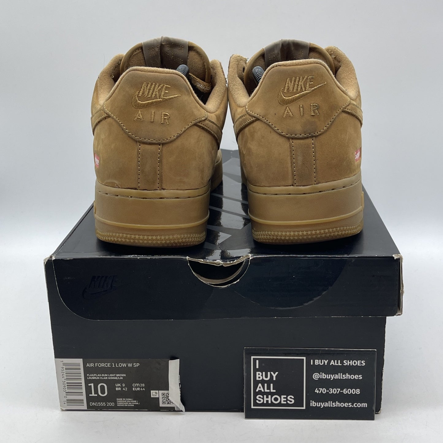 Size 10 - Nike Air Force 1 Low SP x Supreme Wheat Brown Red Suede (DN1555-200)
