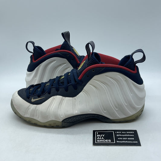 Size 10.5 - Nike Air Foamposite One PRM Olympic White Blue Suede (575420-400)