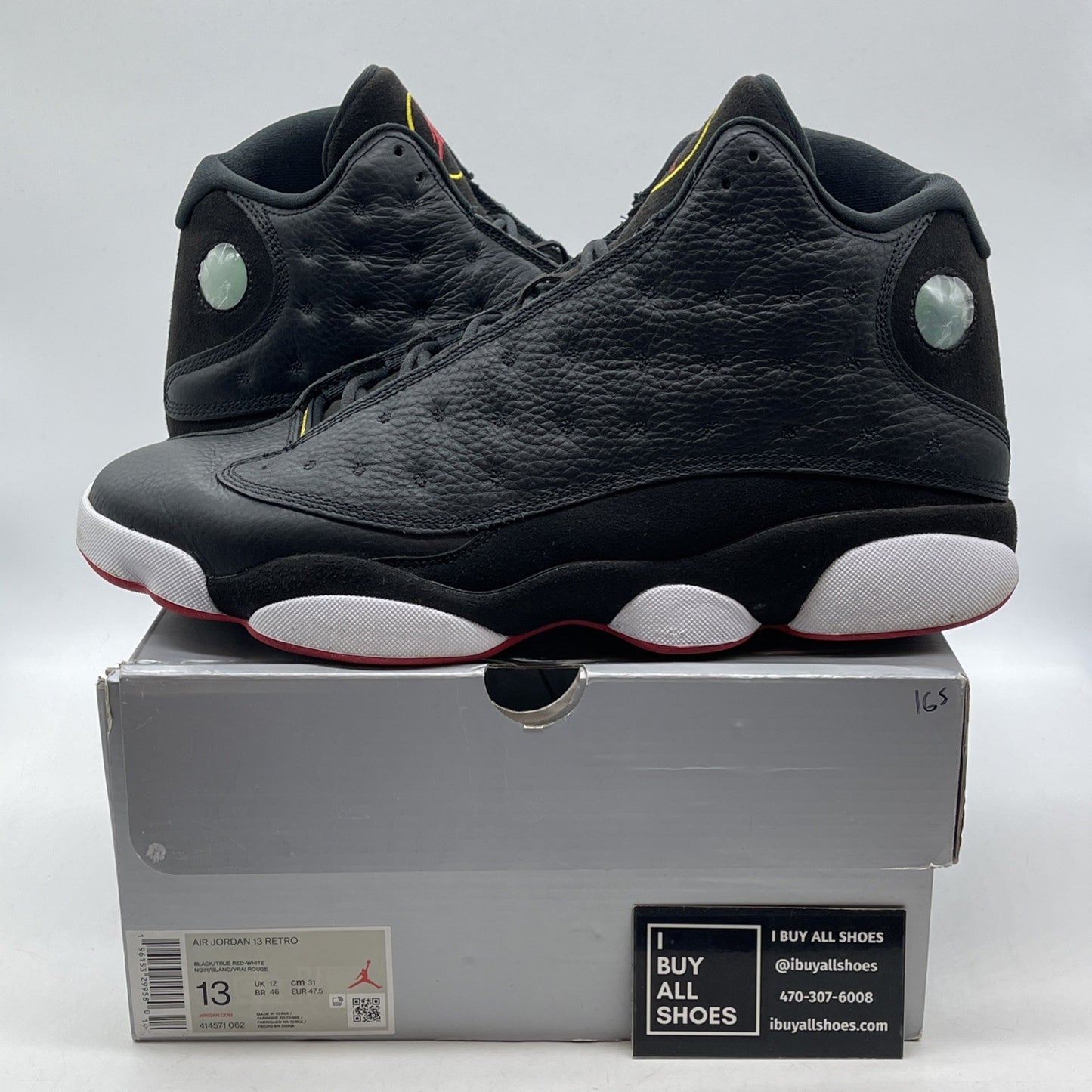 Size 13 - Jordan 13 Retro Mid Playoff Black White Suede Leather (414571-062)