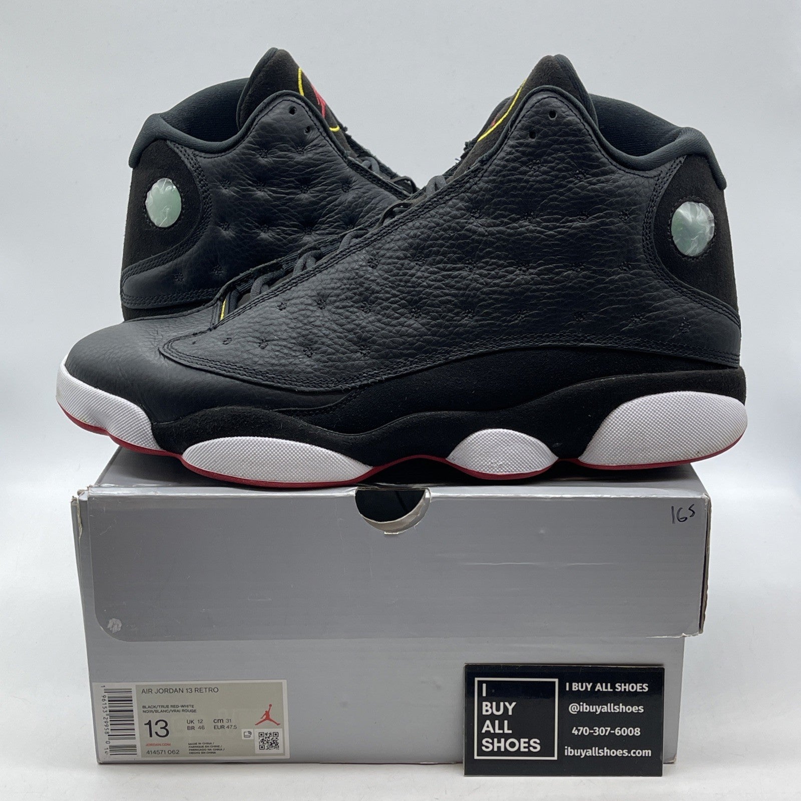 Size 13 - Jordan 13 Retro Mid Playoff Black White Suede Leather (414571-062)