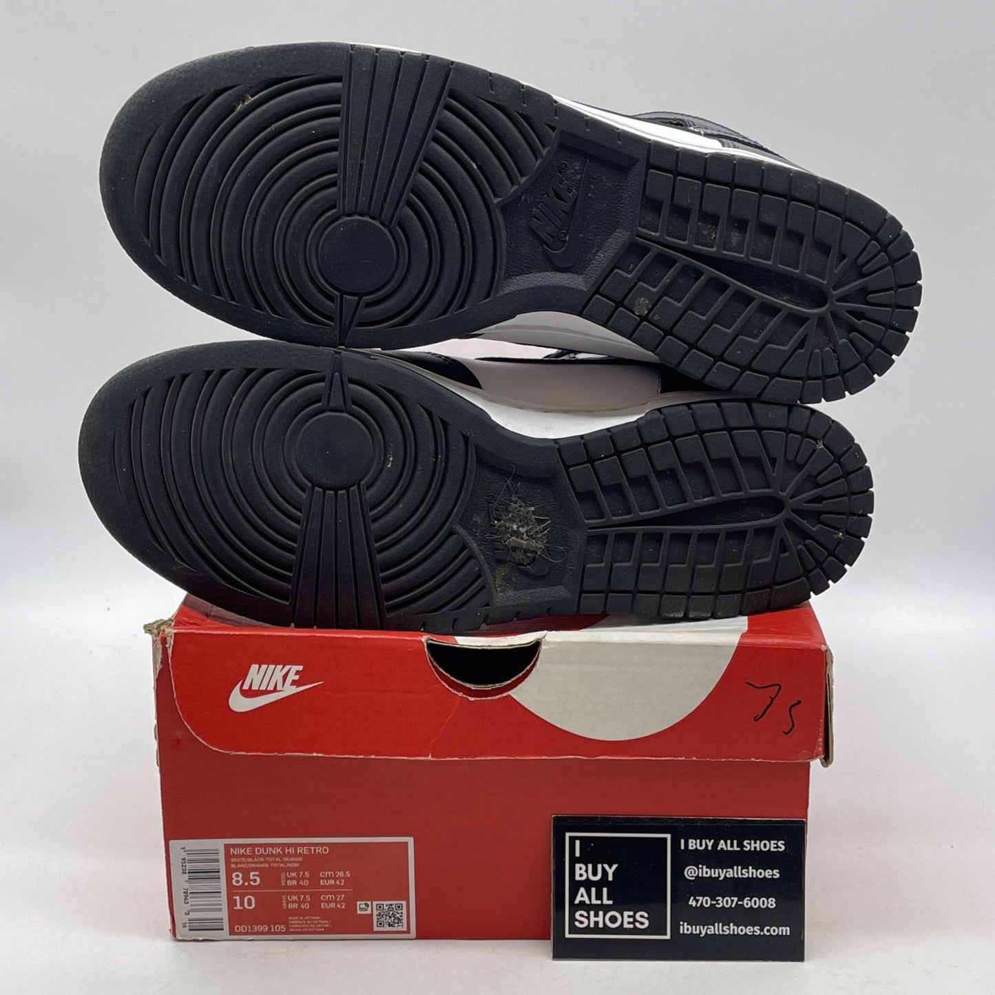 Size 8.5 - Nike Dunk High Black White Leather (DD1399-105)