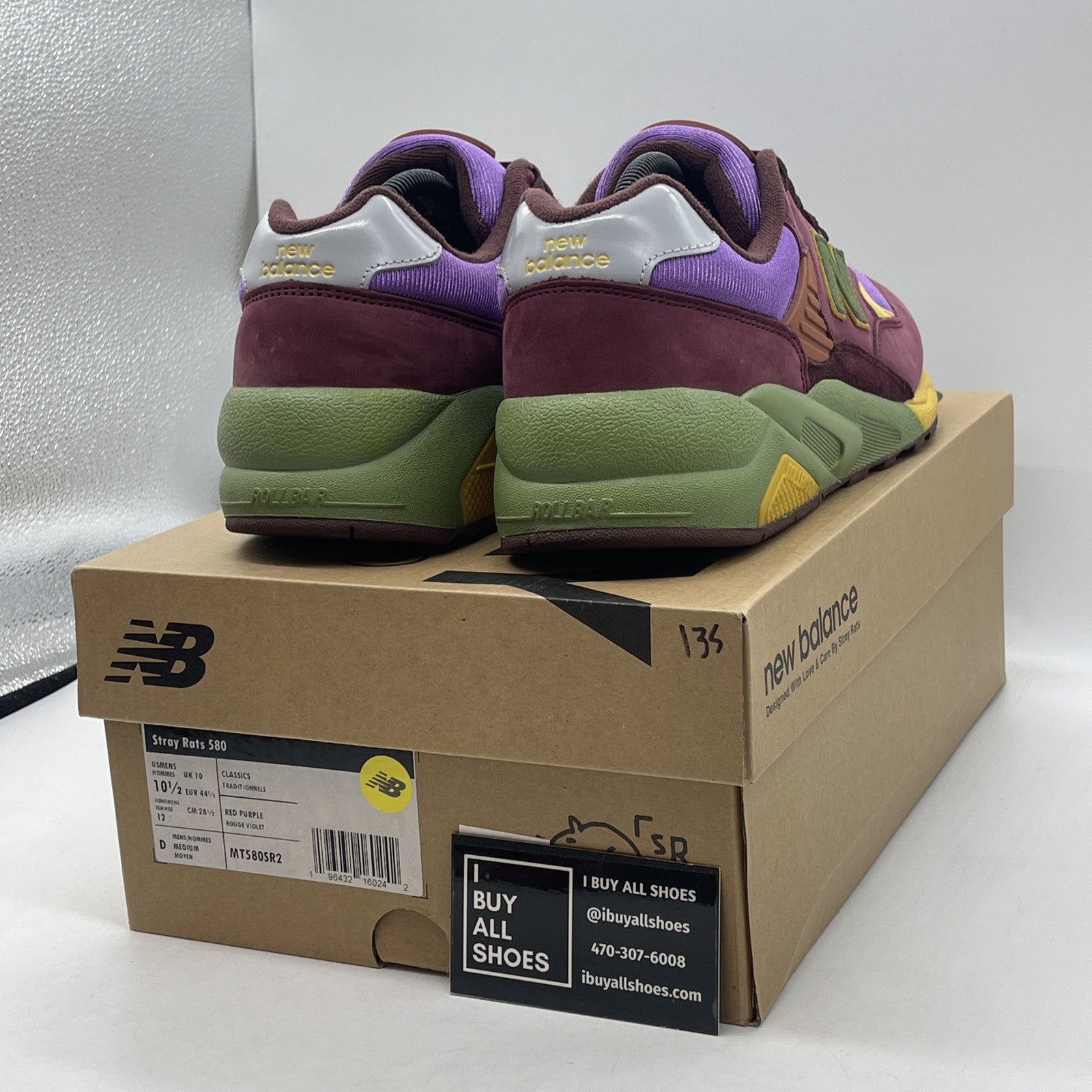 Size 10.5 - New Balance Stray Rats x 580 Tribute to 2007 - Burgundy (MT580SR2)