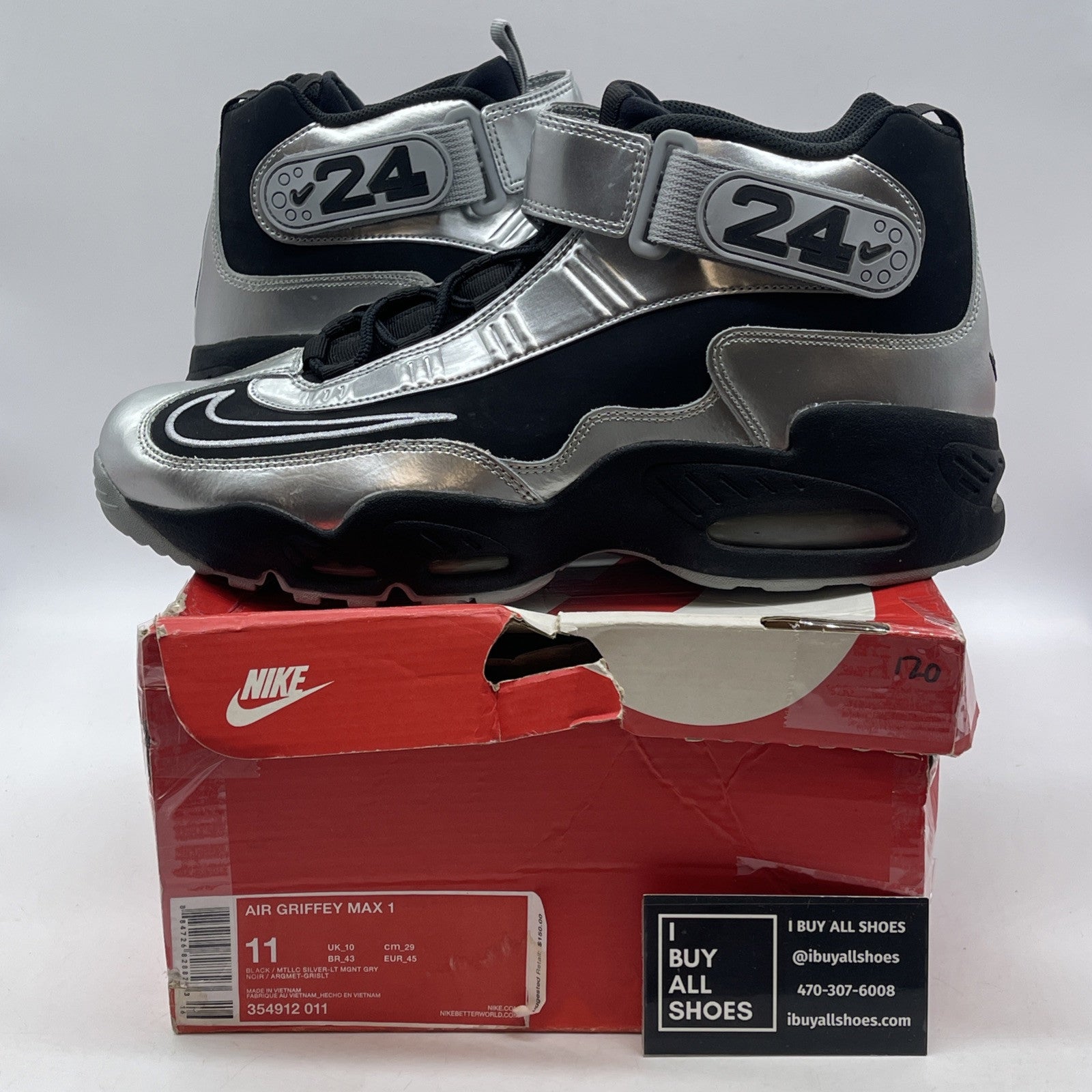 Size 11 - Nike Air Griffey Max 1 Black Metallic Suede Leather (354912-011)