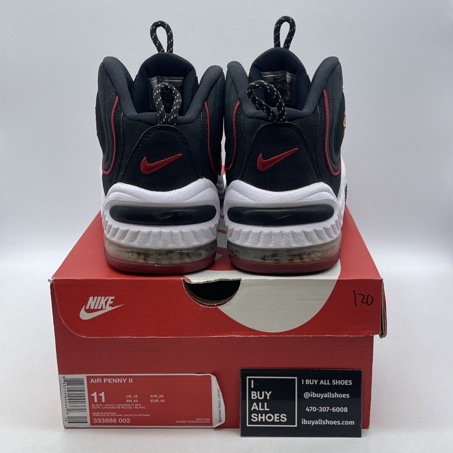 Size 11 - Nike Air Penny 2 2016 Miami Heat Black Suede (333886-002)