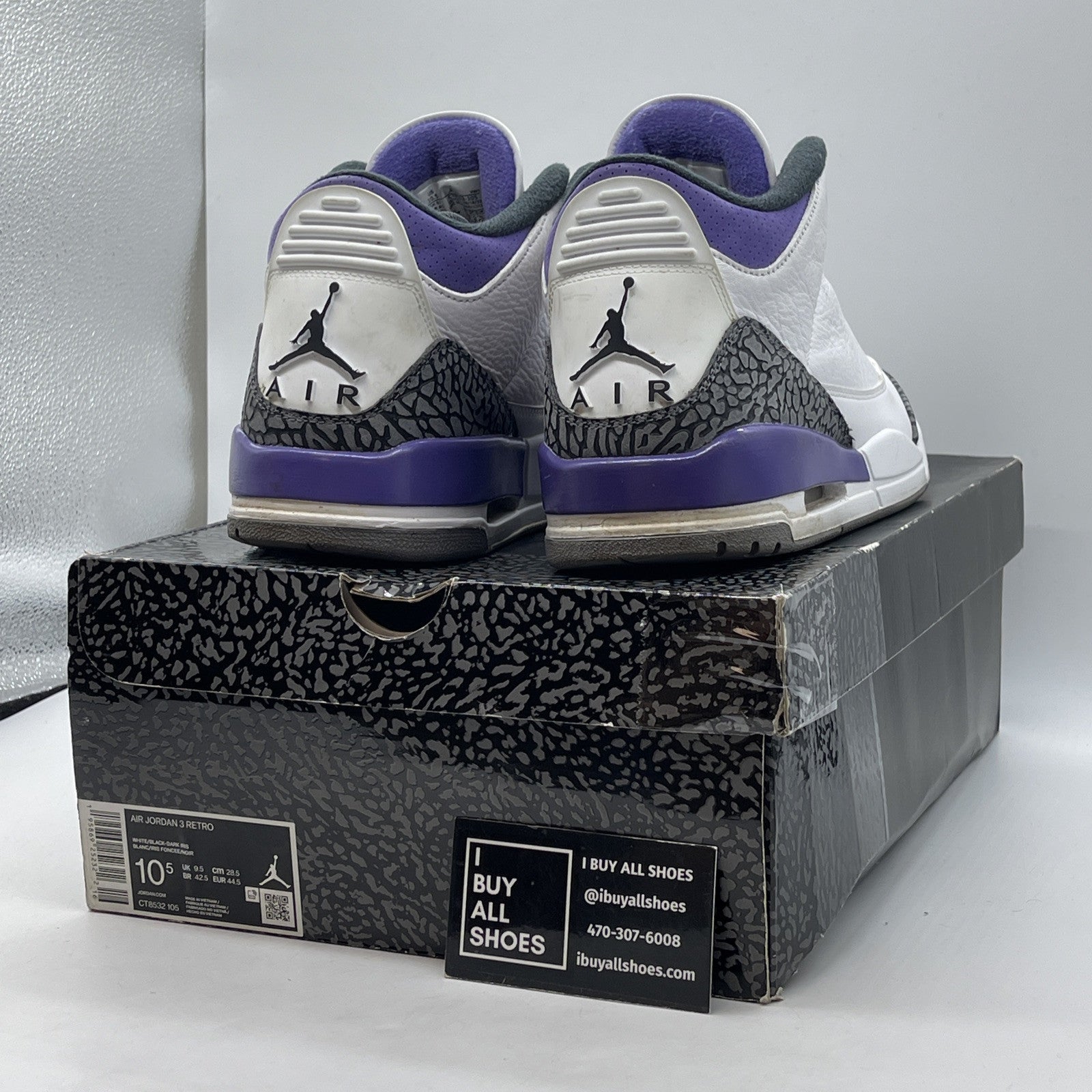 Size 10.5 - Jordan 3 Retro Mid Dark Iris White Grey Suede Leather (CT8532-105)