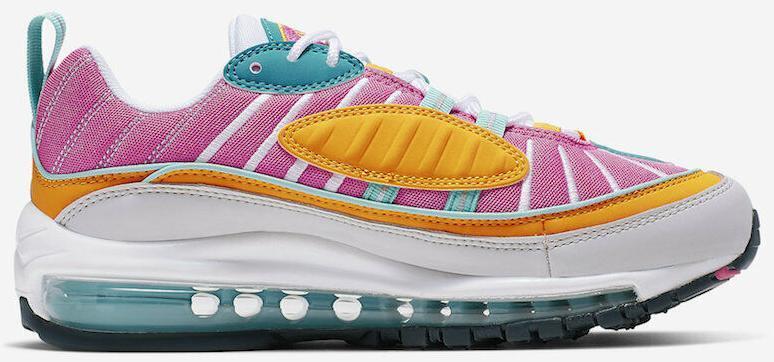 Size 11W - Nike Air Max 98 Teal Fuchsia Grey Yellow Suede (CI9897-301)