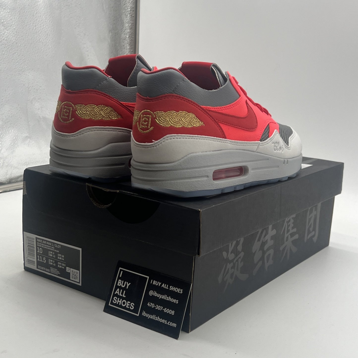 Size 10 - Nike CLOT x Air Max 1 Kiss Of Death - Solar Red (DD1870-600)